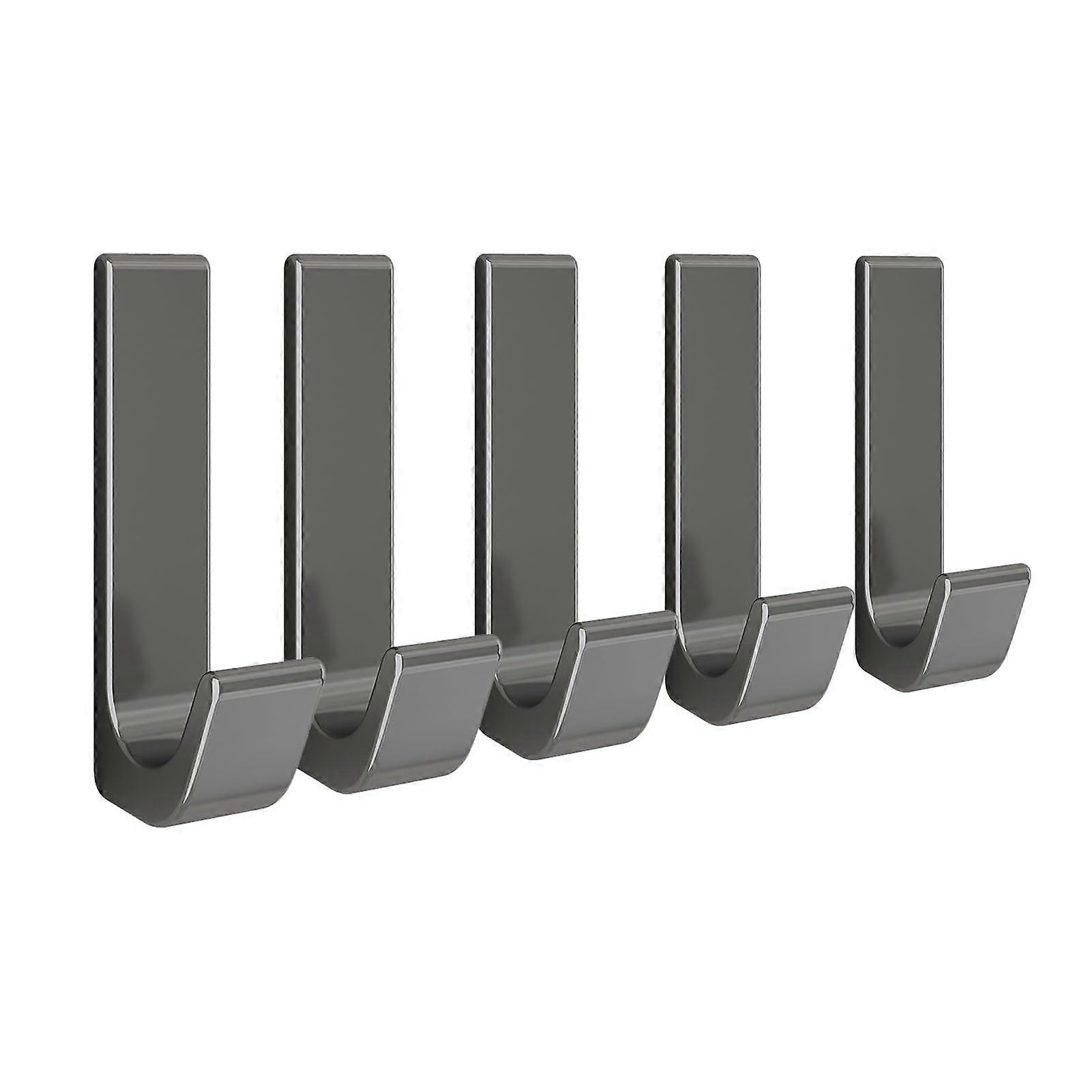 5pcs Adhesive Hook Set, No Glue, J Shaped Aluminium with 5 Hooks