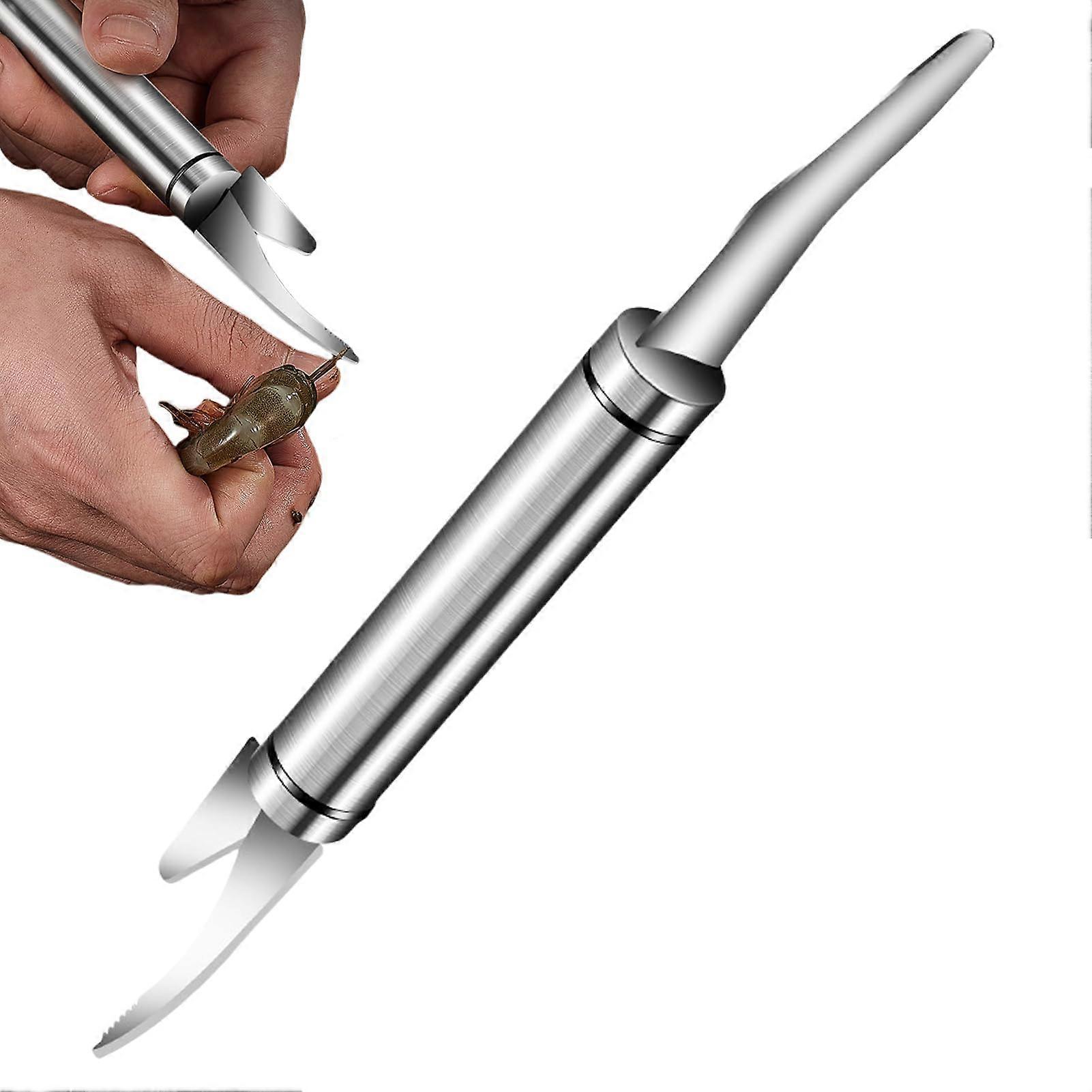 Shrimp Deveiner and Peeler, Rustproof Stainless Steel Double Head Seafood Tool for Freshwater Fish Scale Removal