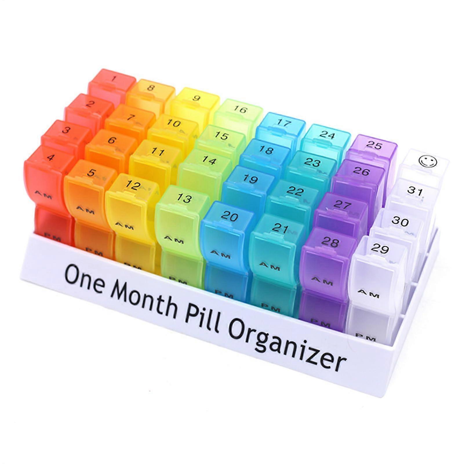 Medication Organizer Box with 32 Compartments, Portable Monthly Pill Container for Supplements, Easy Sorting and Dosage