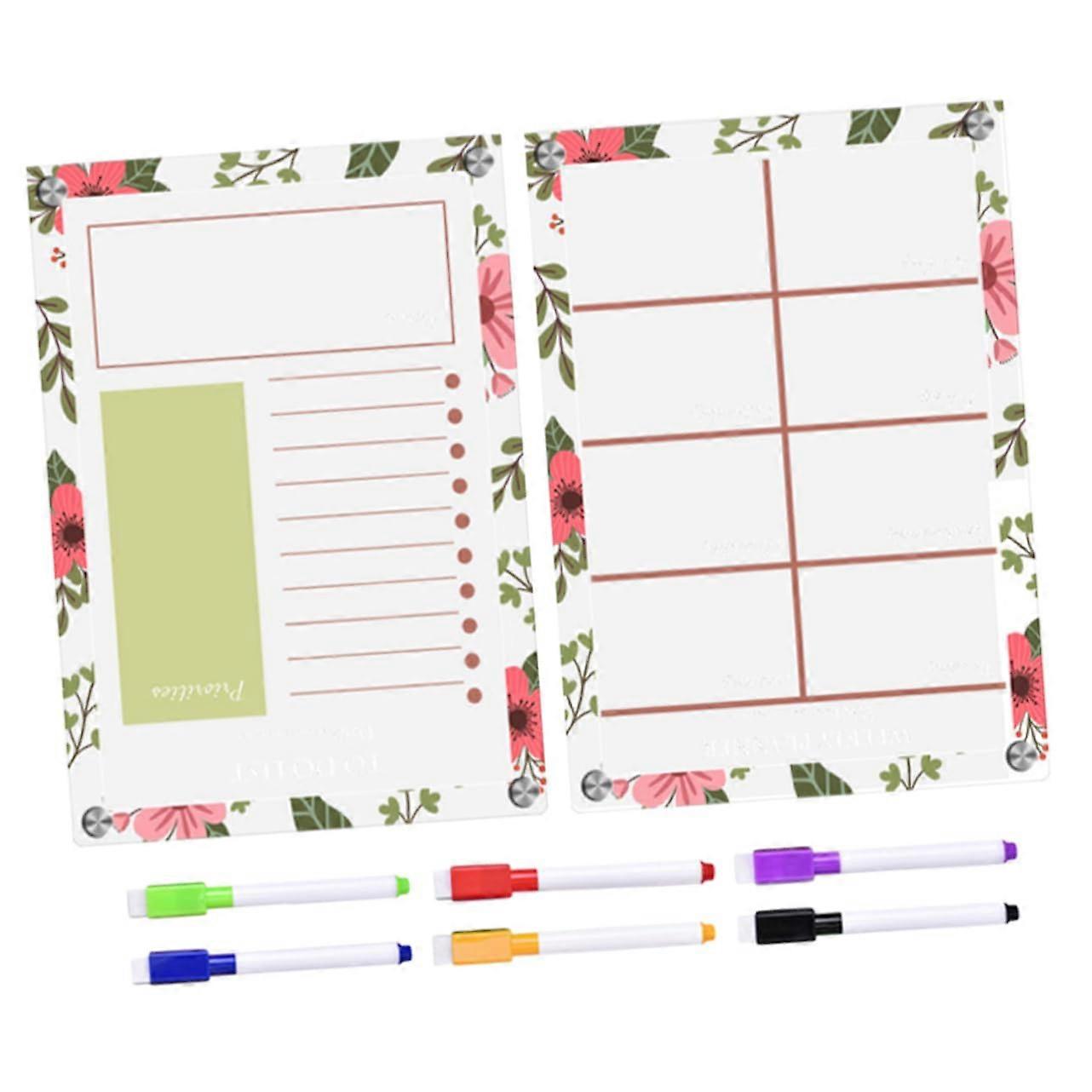 1 Piece Magnetic Acrylic Weekly Planner Erasable Memo Board for Refrigerator DIY Whiteboard with Whiteboard Markers for Reminders and ToDo Lists