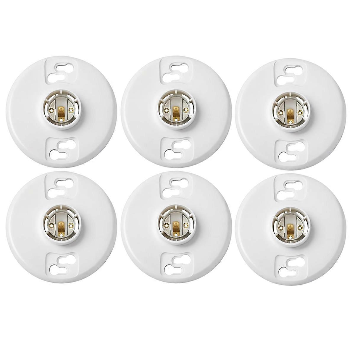 6Pcs Medium Base E26 Lampholder Keyless Top Lamp Holder Ceiling Light Sockets White Phenolic Bulb S