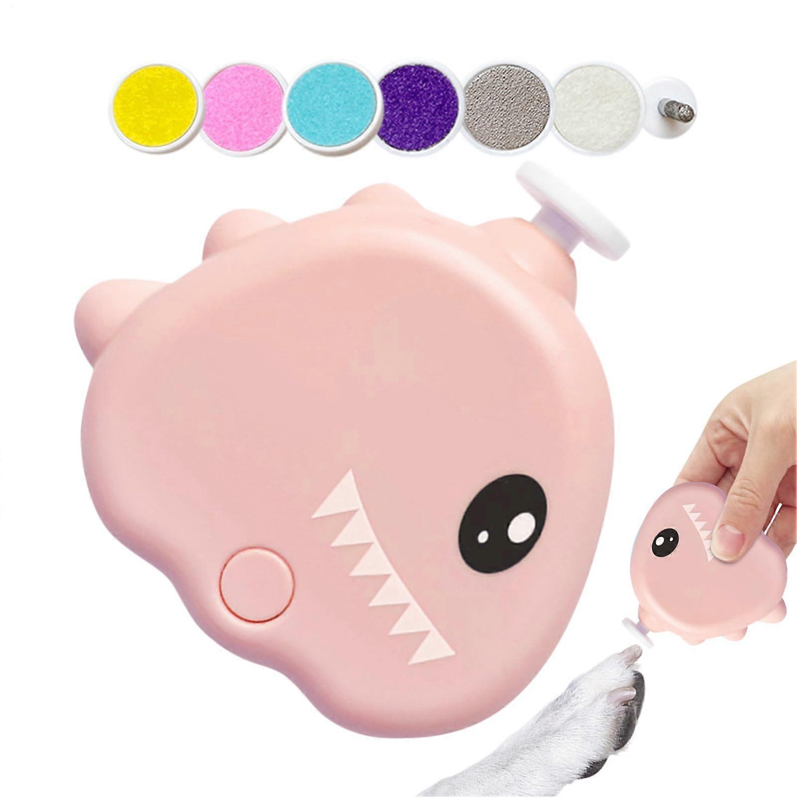 Pet Nail Bow, Adjustable 3 Modes, 40 dB Dinosaur Shape, Low Noise, Cordless, Gentle Care Tool P pink