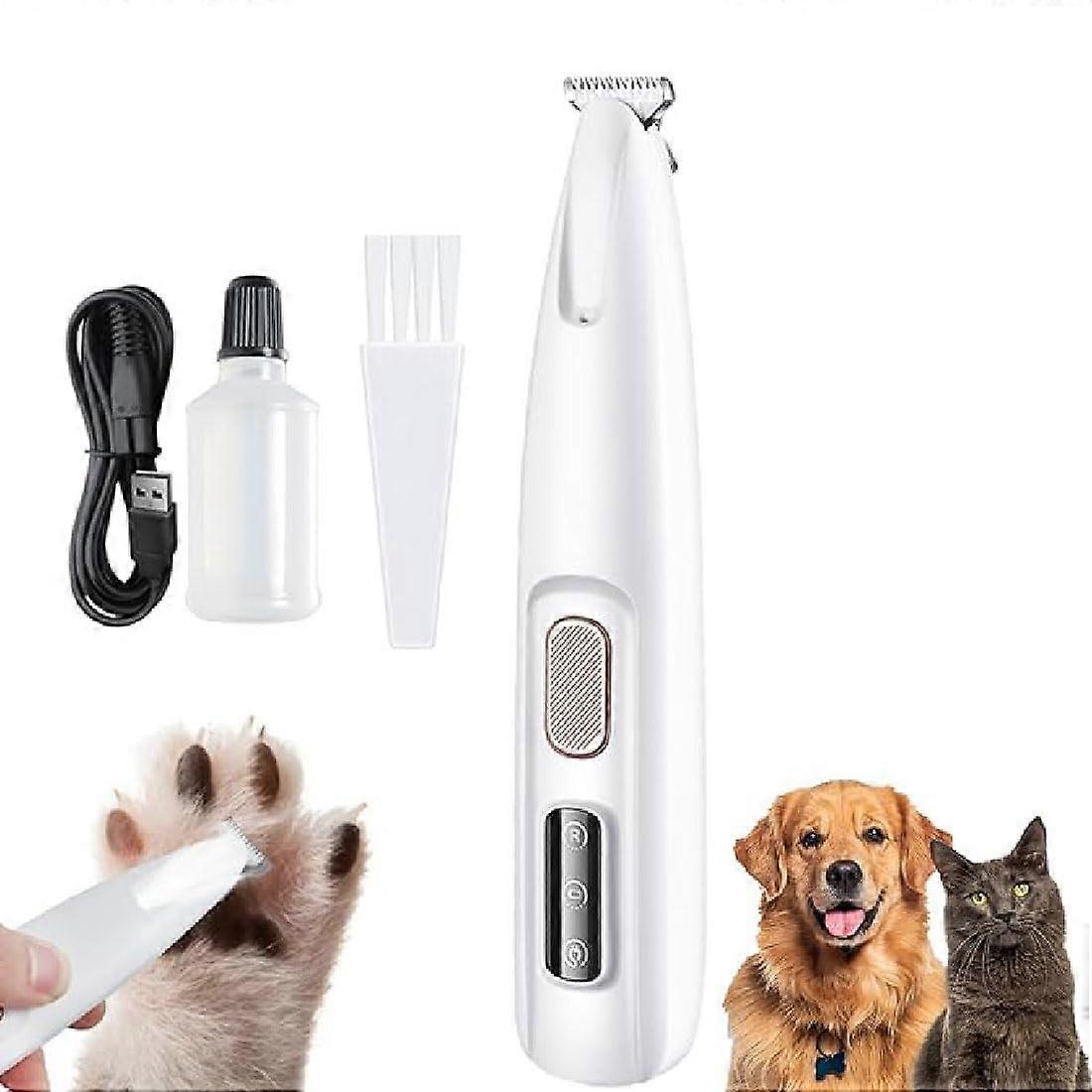 Saffory Dog Trimmer, Quiet Dog Clipper, Rechargeable Paw Trimmer with LED Light