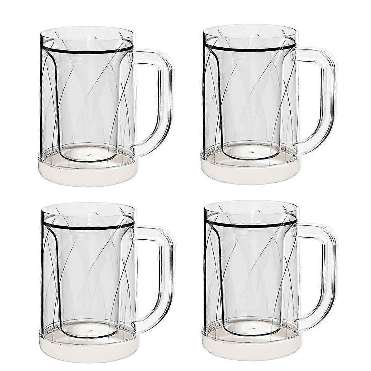 4 Pcs Frozen Beer Mugs for Freezer Double Wall Gel Frosty Mugs