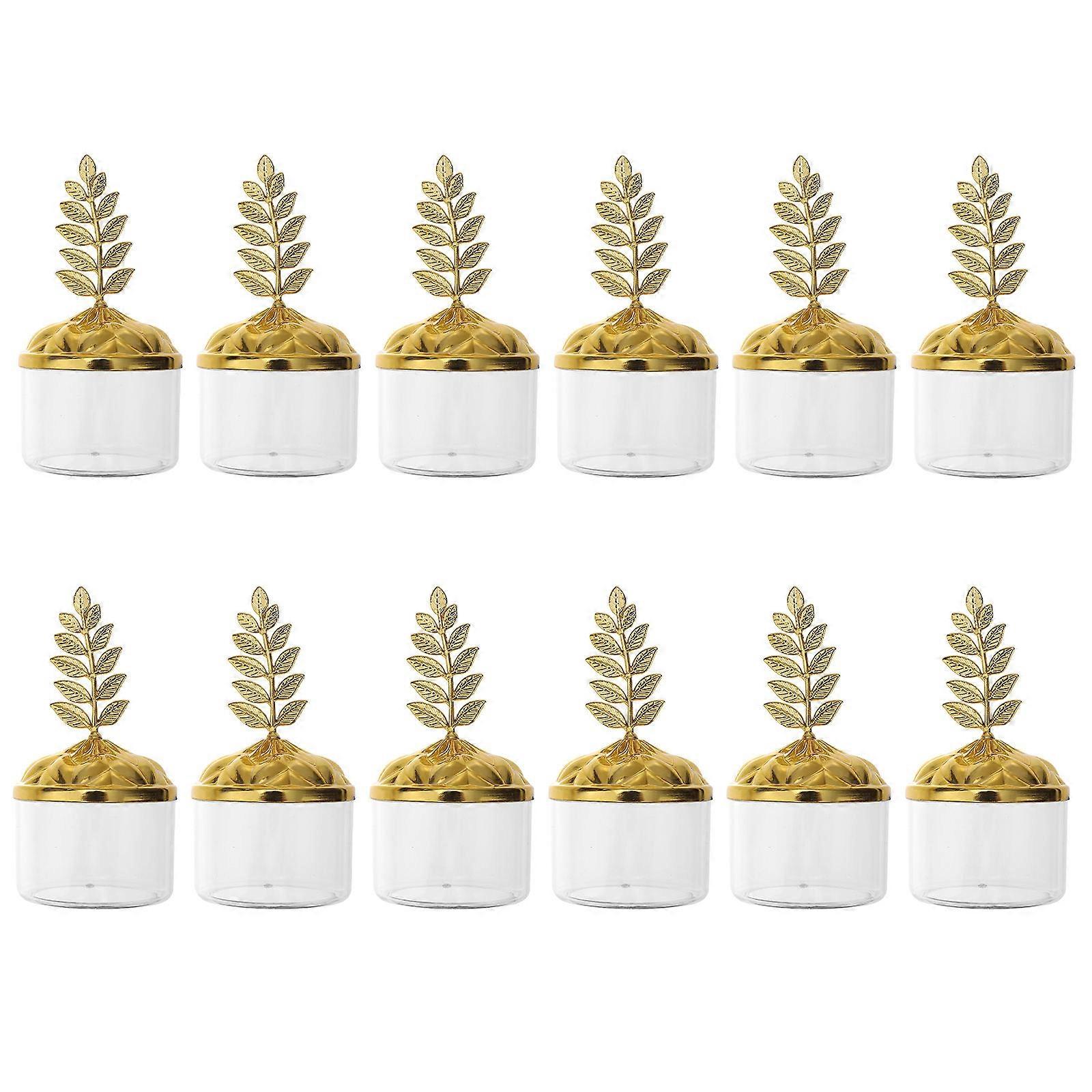 12pcs Transparent Wedding Favor Boxes with Leaf Tops for Birthdays, Holidays & Special Occasions – Durable Storage Packaging for Guests