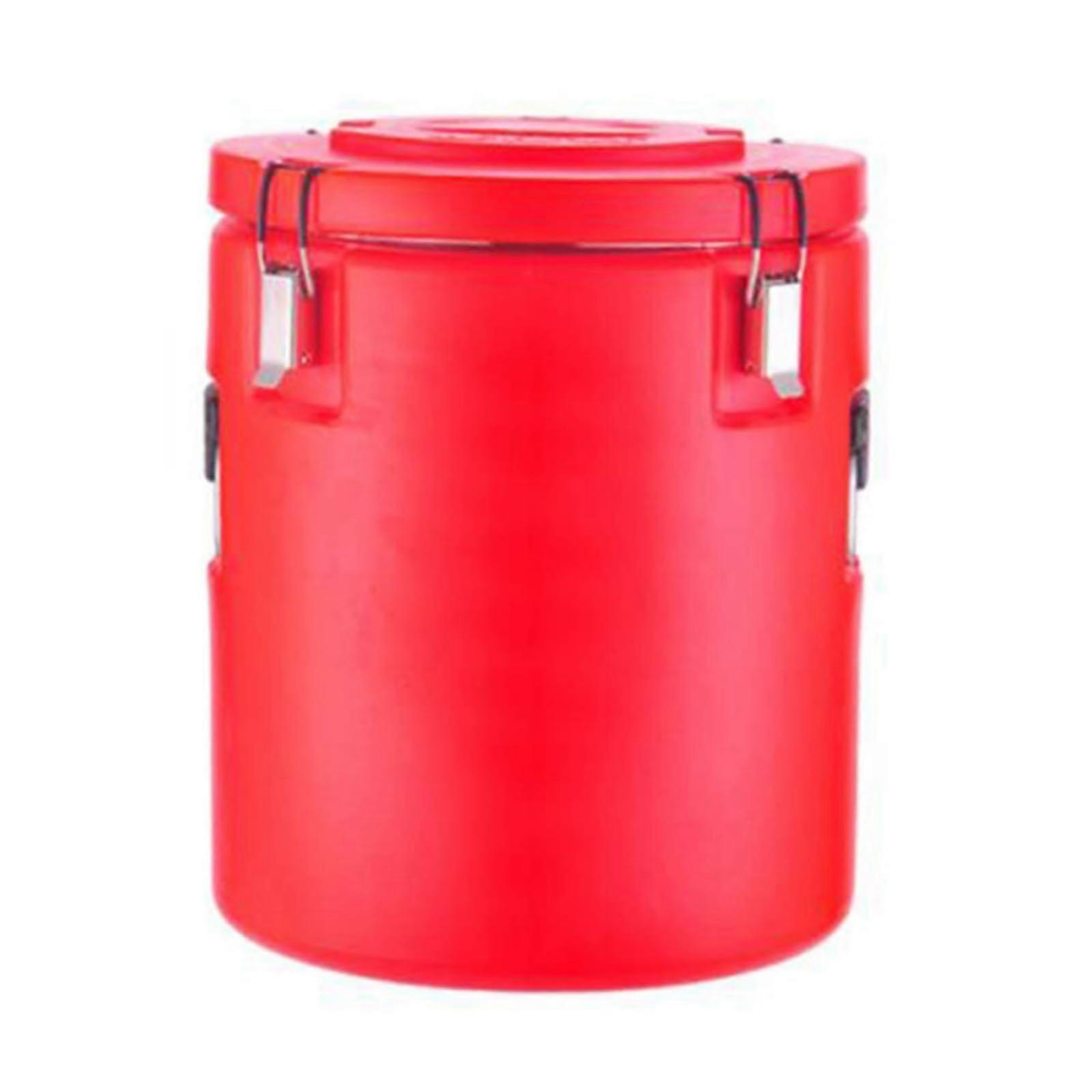 Stainless Steel Food Insulation Bucket, Large Capacity Sealed Open Water Bucket, with Tap, Milk Tea Bucket Drinking Bucket, Red/18L 18L Red
