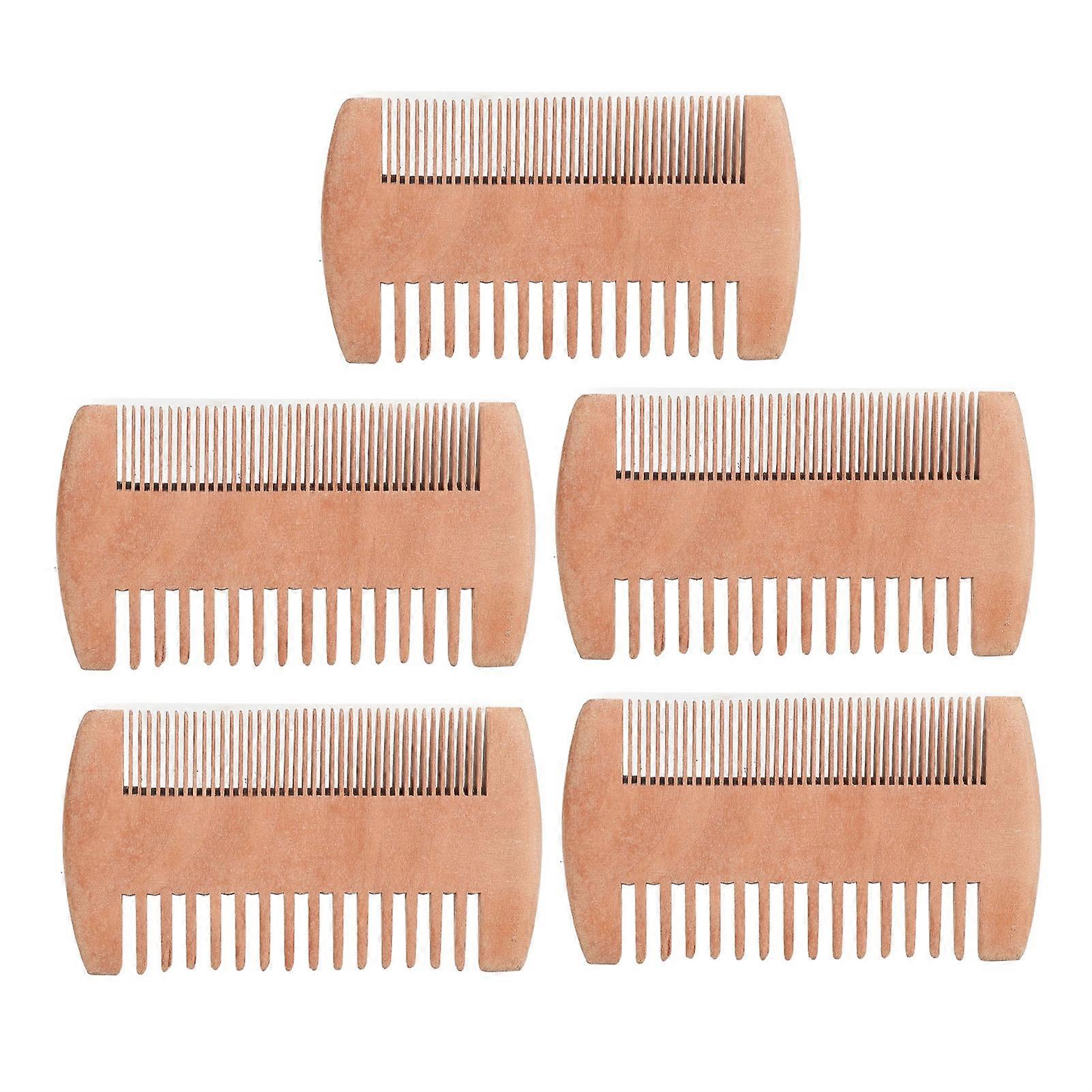 5pcs Double Sided Wooden Lice & Beard Comb Fine Coarse Teeth
