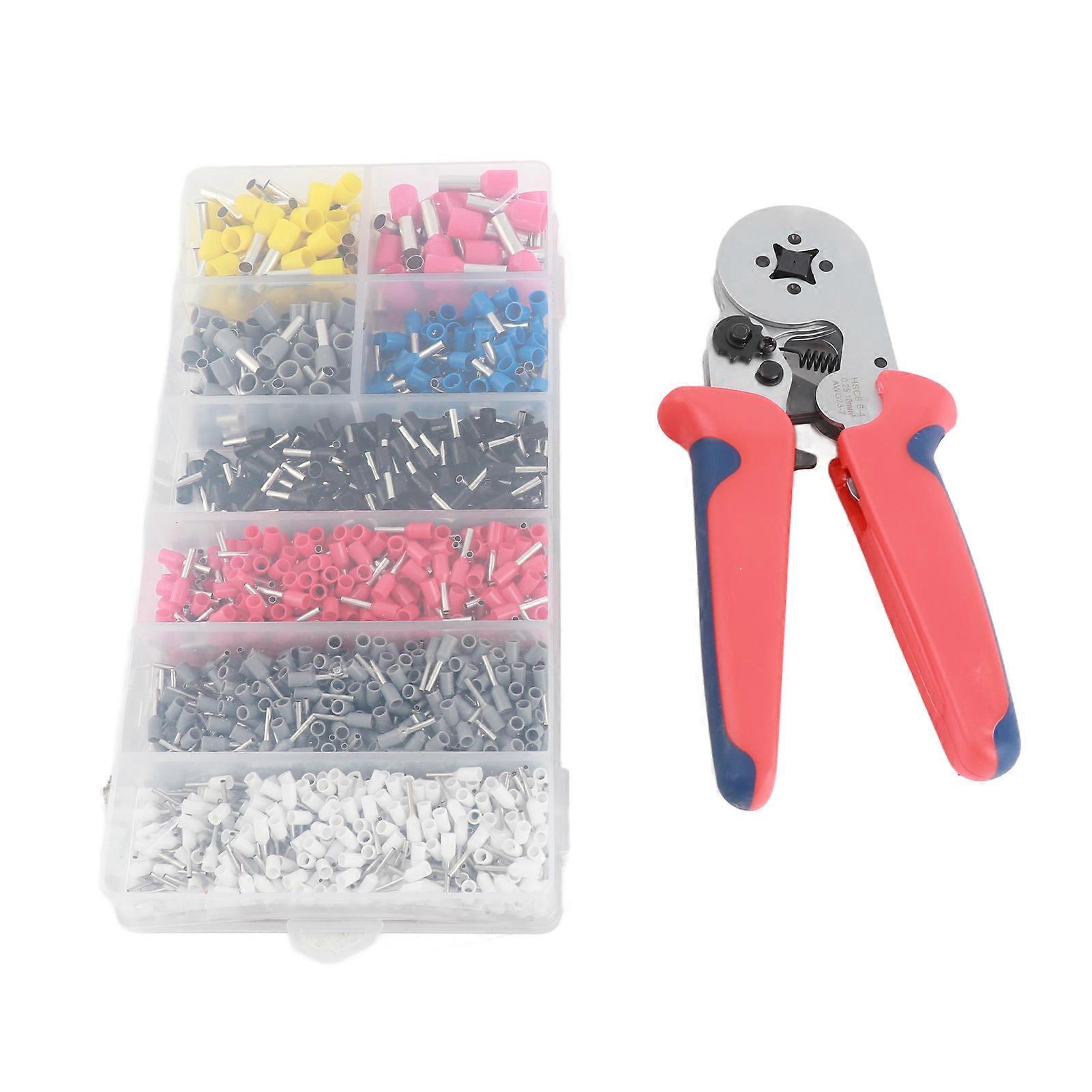 Chrome Plating Ferrule Crimping Tool Kit AWG 23-7 Self Adjustable Crimper Plier Set