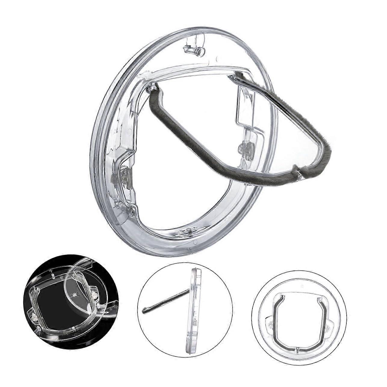 Controlled cat door for pets, twoway access, made of durable plastic, transparent for easy installation and energy saving.