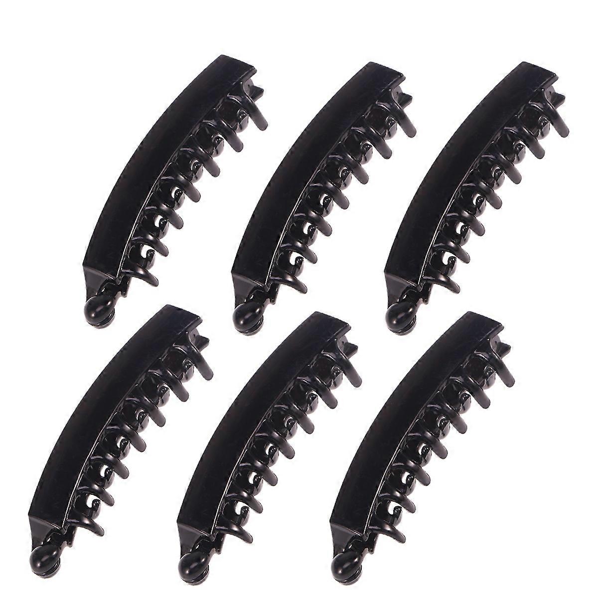 Hair Fastening Banana Shape Clip for Women Party Use Resin Material Smooth Varnish Finish 6Pcs