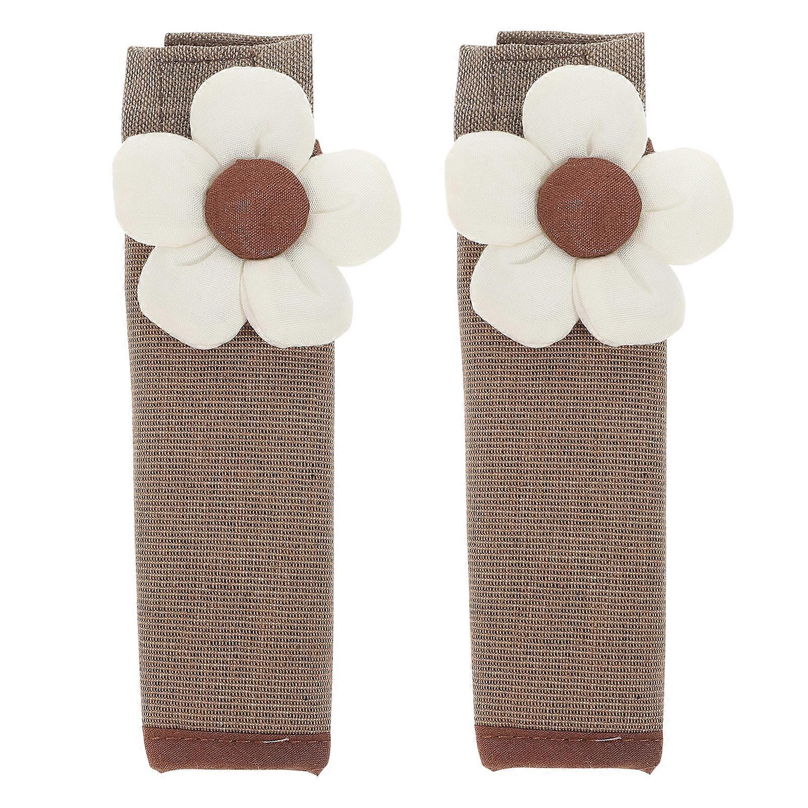 Door Handle Cover Protector Rectangular Khaki Fabric Prevent Burns Comfortable Grip 2Set