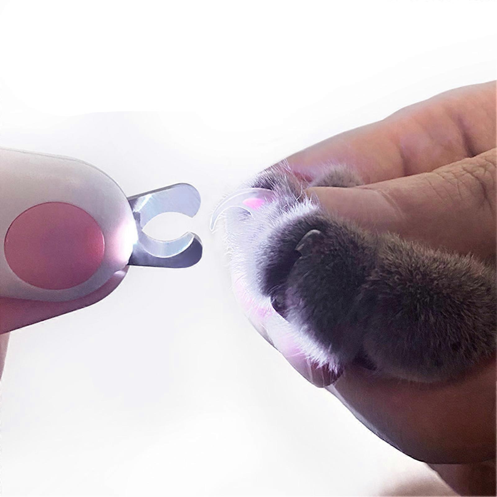 Mini Cat Nail Clipper LED Light Pet Nail Clipper Cat Claw Care Kit with File for Cat Puppy Kitten Rabbit Pink