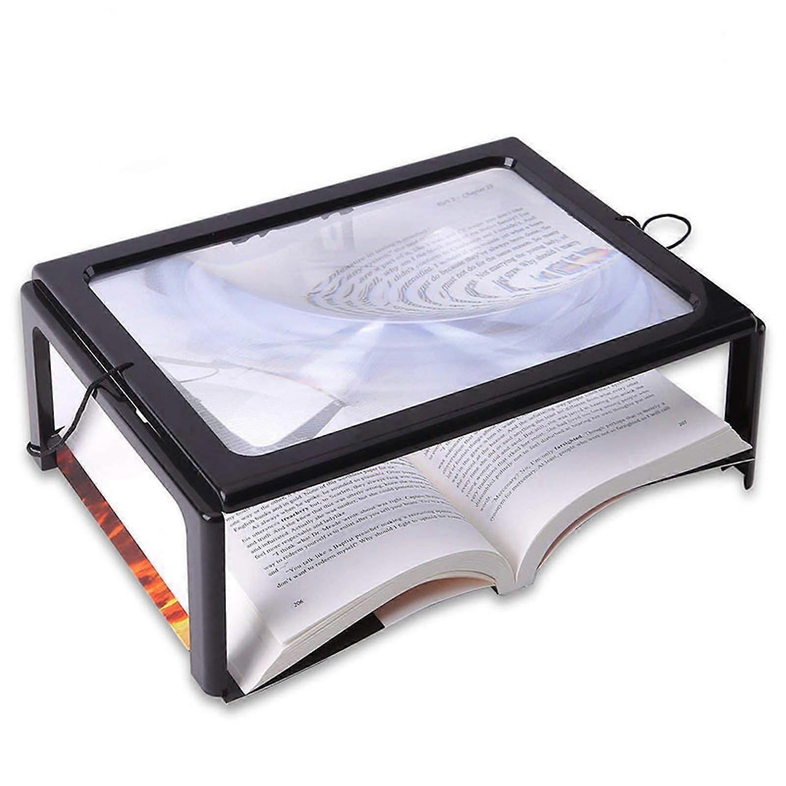3X Magnifying Glass with Light, Adjustable with Foldable Stand, Hands for Reading (Black)