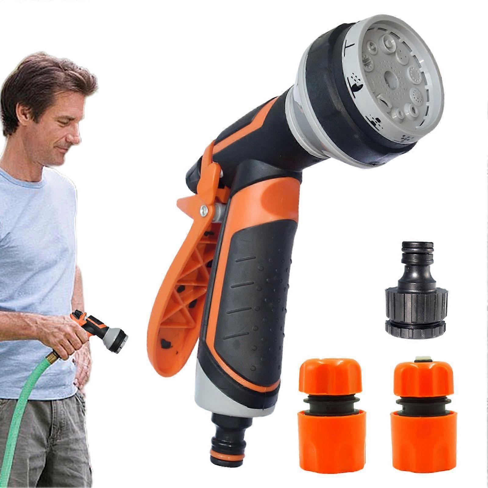 Garden spray nozzle, hose attachment for cleaning and showering pets connection set
