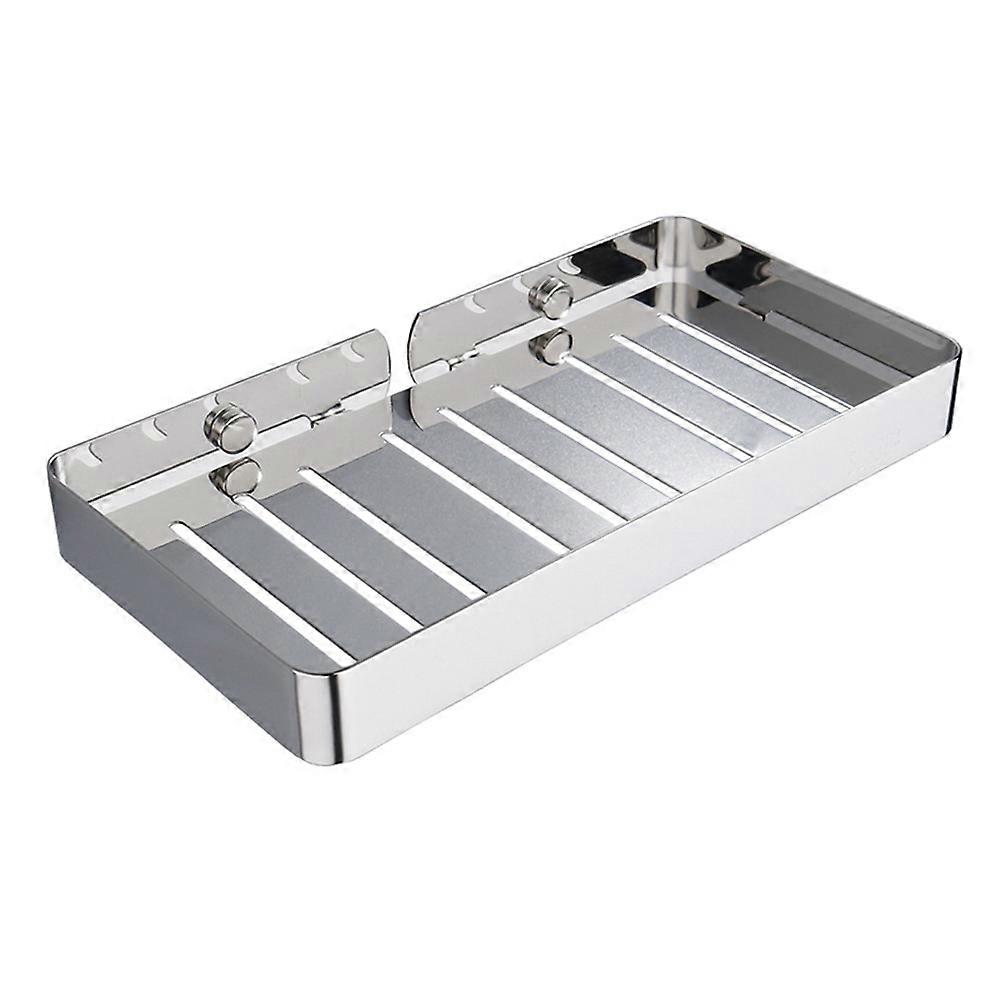 Home Bathroom Wall Mount Soap Dish Stainless Steel Water Draining Silver 23X12X2.6CM Rectangular 1Pack