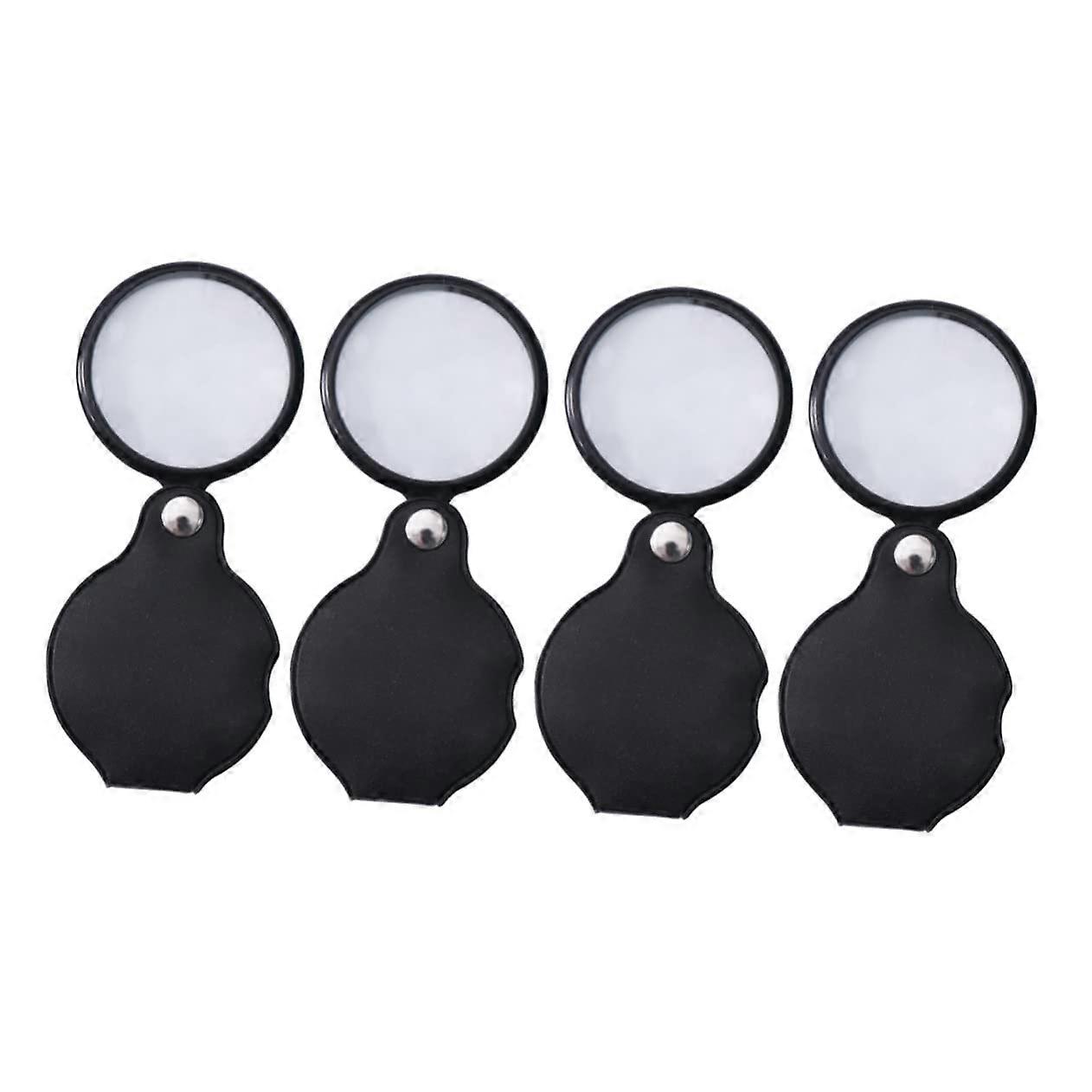 4 Pieces Folding Pocket Magnifier with Protective Case for Reading and Inspecting, Portable and Lightweight, Black