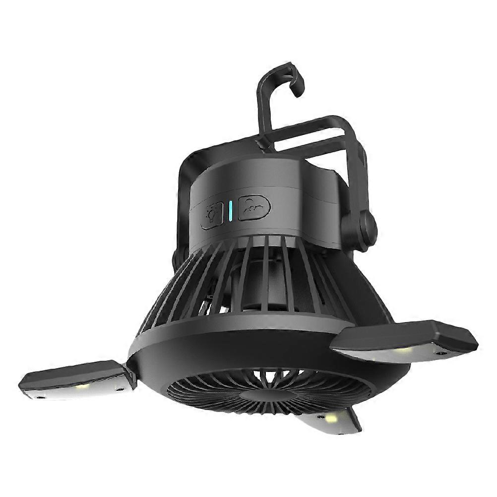 Led Tent Lights Multi Function Camping Light Solar Panel Charging 14x11.5cm Black 1Pcs