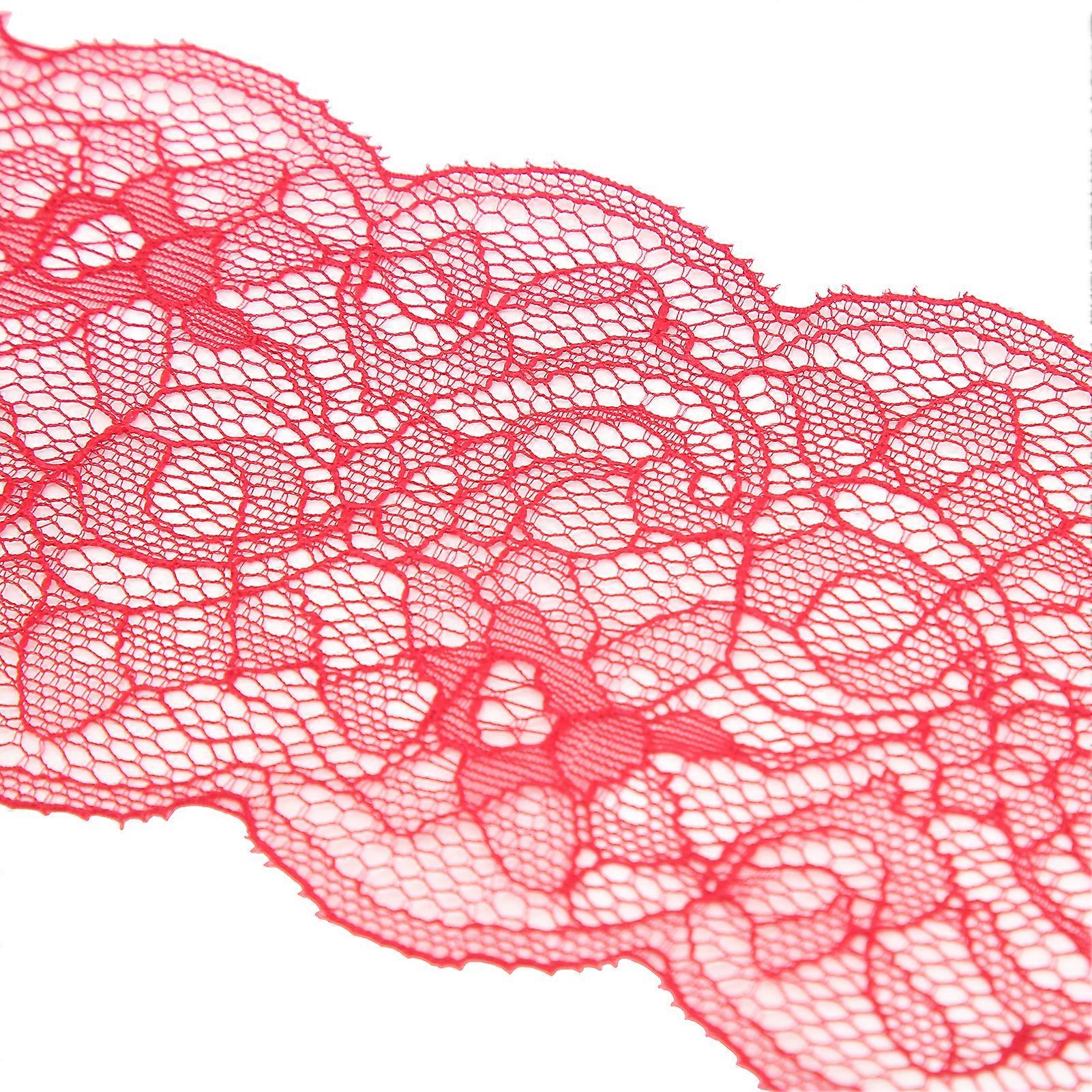 شريط الدانتيل الأحمر 10 ياردات 3 بوصات واسعة مطاطية مرنة مريحة فريدة من نوعها نمط الأزهار الدانتيل تقليم للخياطة DIY