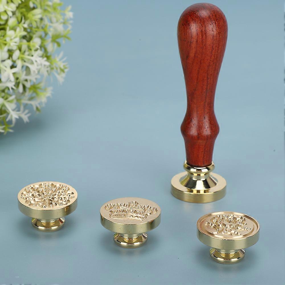 Wax Seal Stamp Set DIY Retro Decorate Snow Flower Crown Pattern Handicrafts Tools