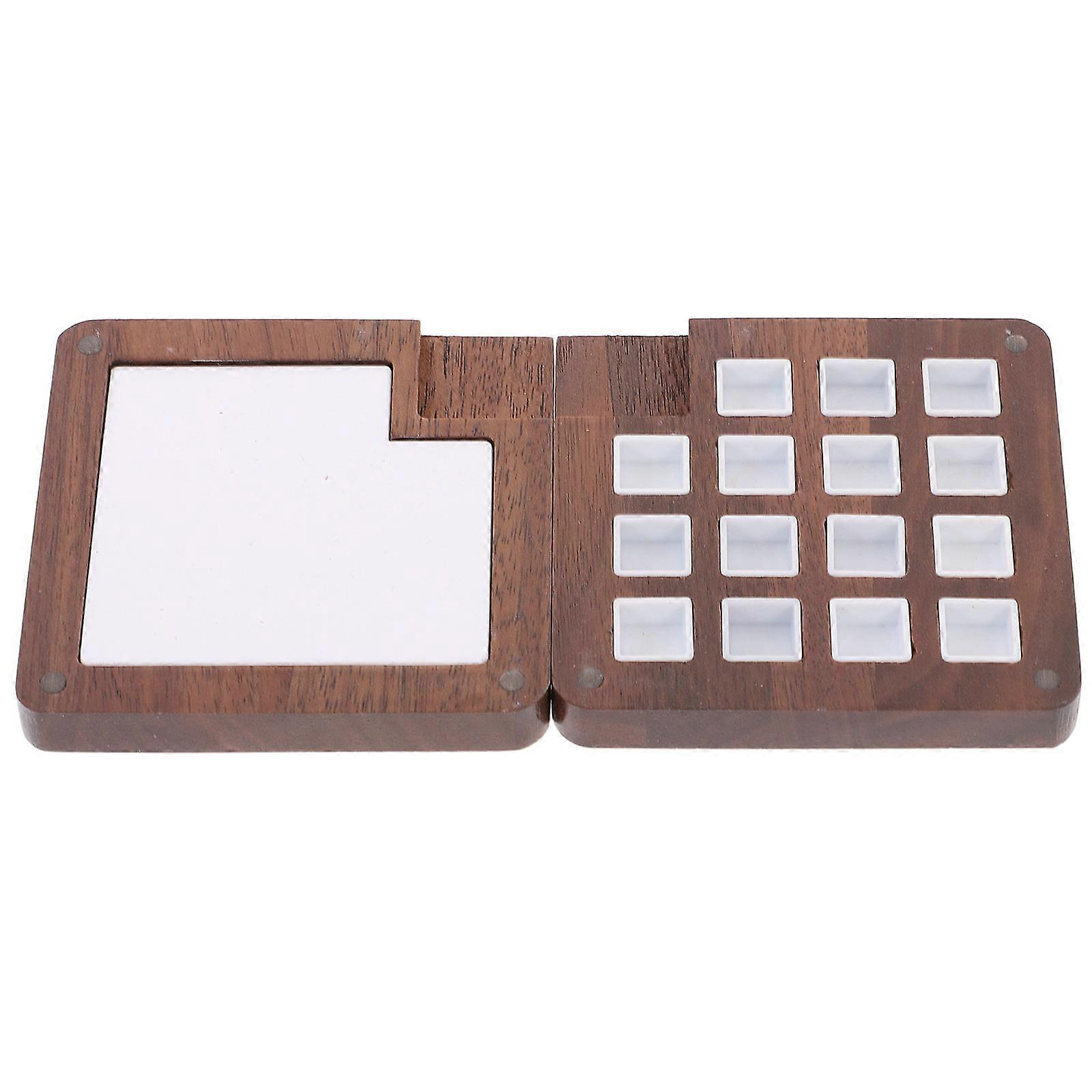 Wood Watercolor Palette for Storage Durable Brown Pigment Holder Ideal for Artists and Students 8.5 x 5.5 Inches