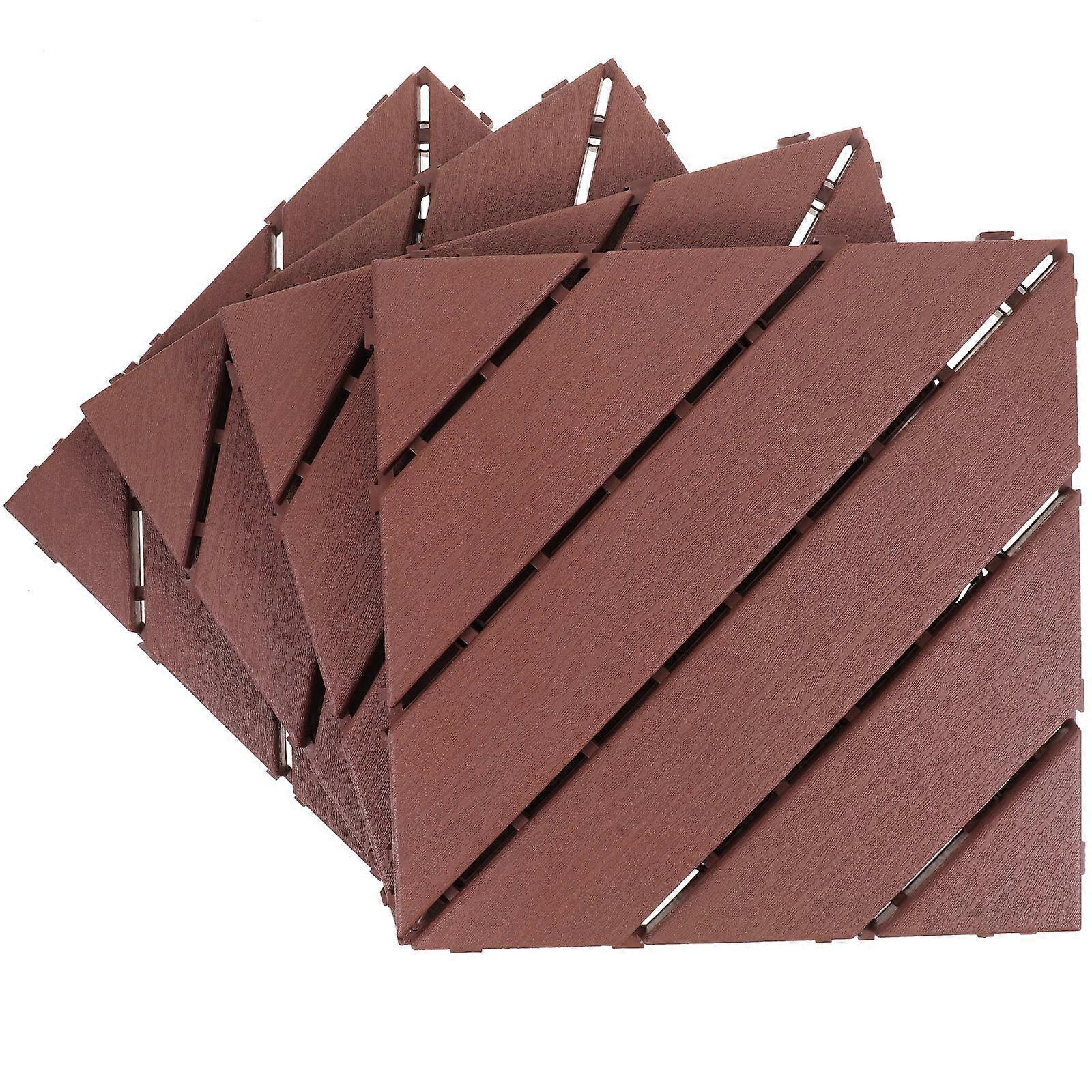 Coffee Interlocking Deck Tiles for Outdoor Use Durable Plastic Balcony Tiles 4pcs