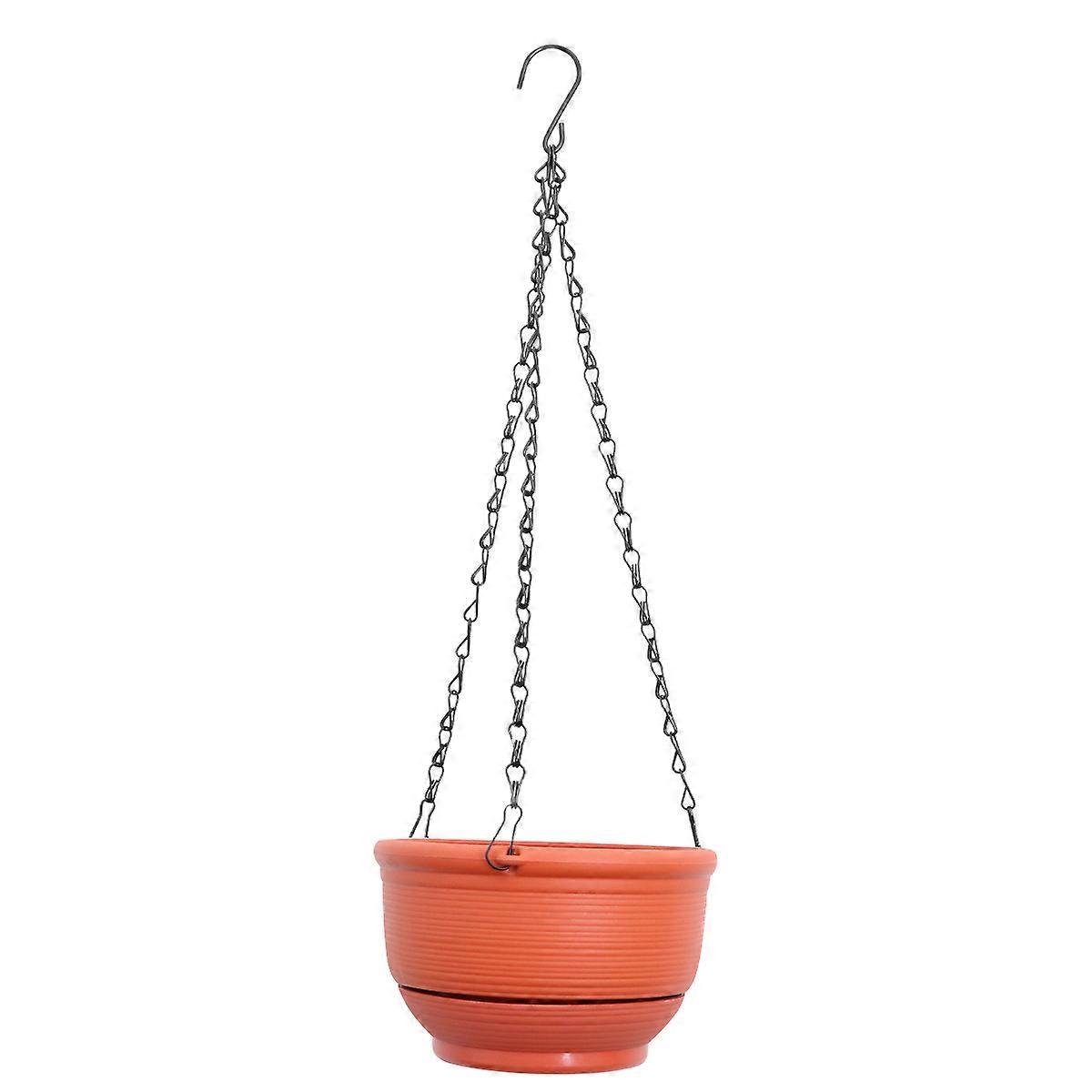 Dark Red Resin Hanging Basket with Automatic Waterabsorbing Tray Design for Storage Use and Plant Arrangements 1Pc