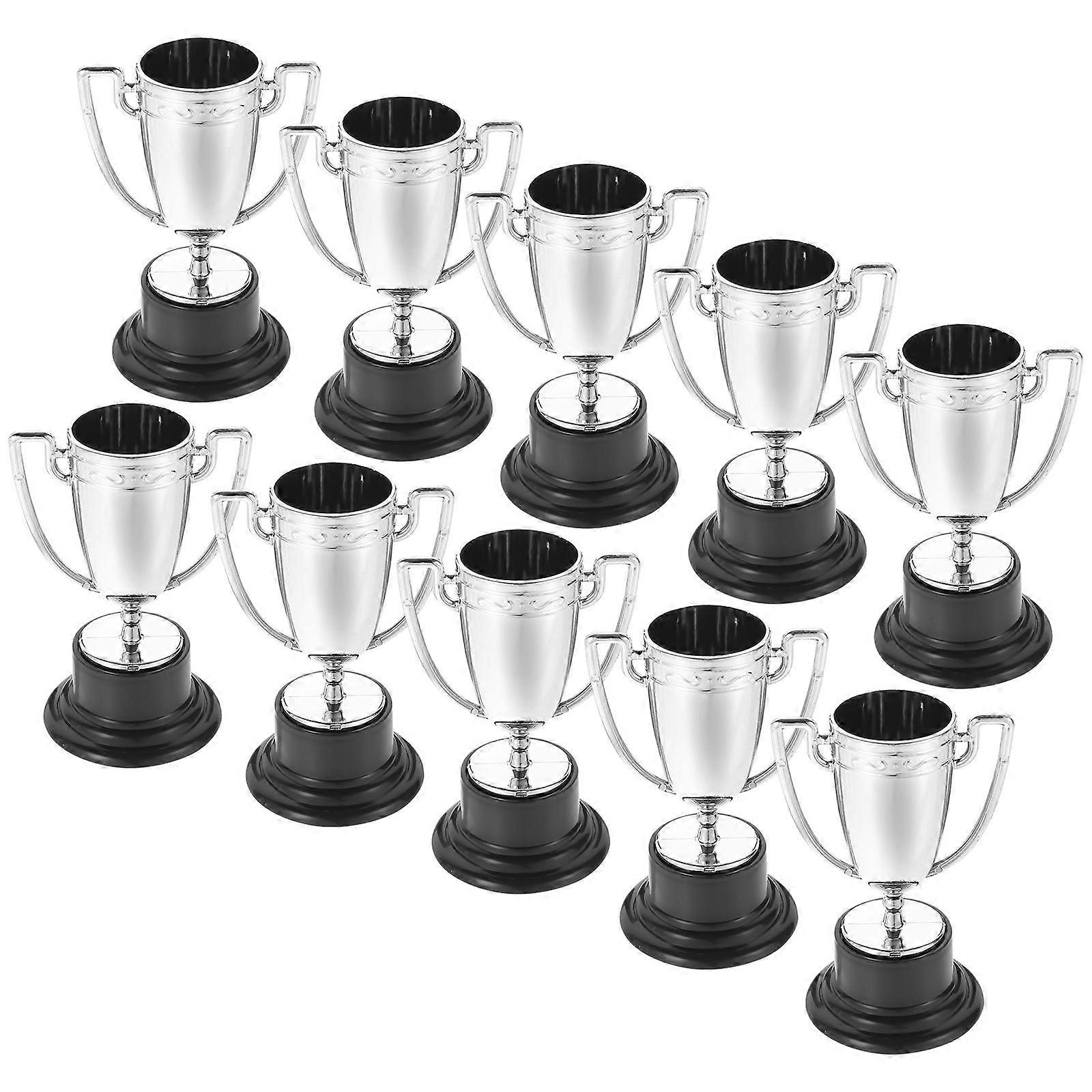 Plastic Mini Trophy Cups 10pcs for Parties Sports Events Classroom Rewards Creative Decoration for Boys Assorted Styles