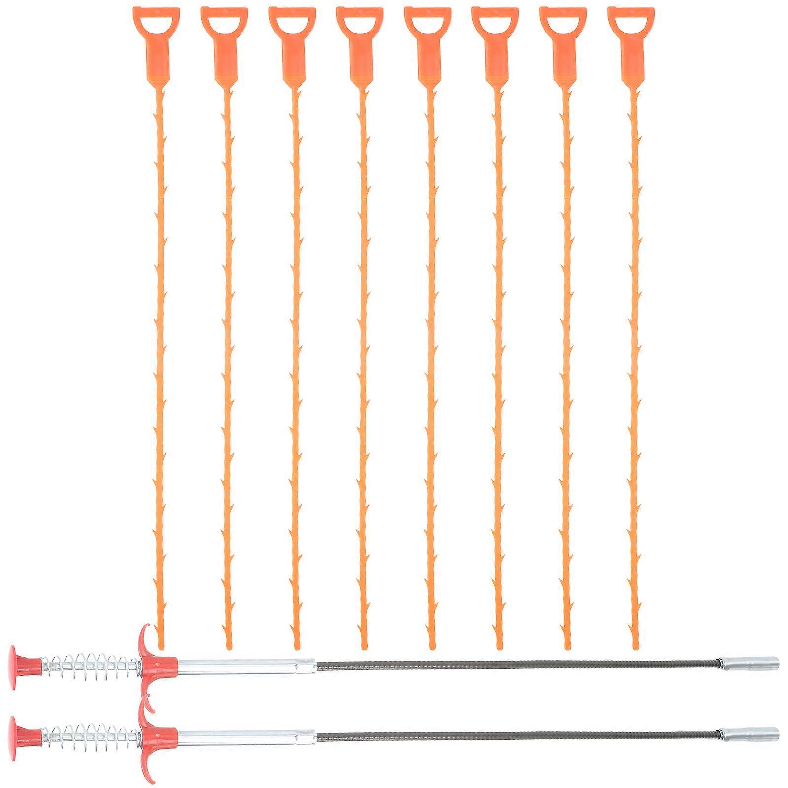 Drain Hair Removal Tool Flexible Plastic Pipeline Cleaner For Kitchen Sink Bathtub Clog Removal 57x5.5cm 1 Set