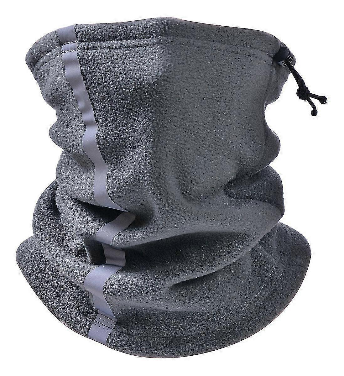 Thermal Bib Outdoor Night Riding Facemask Cold Ski Reflective Stripes Drawstring Half Face Collar Dark Grey(1Pcs)