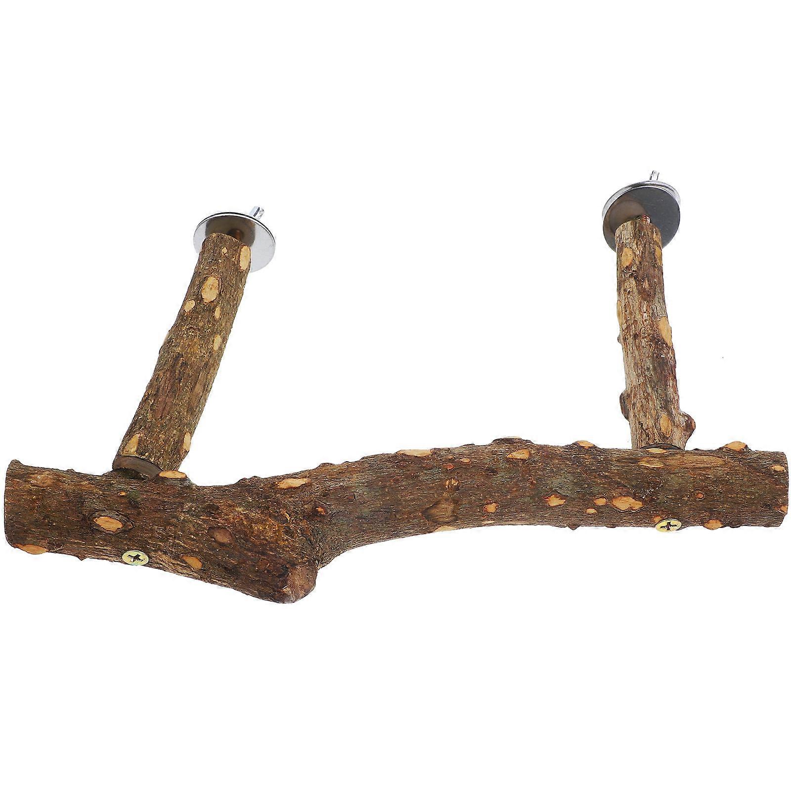 Premium Wood Parakeet Swing Bird Perch for Playing Light Brown Durable Safe Chew Toy 1 Set
