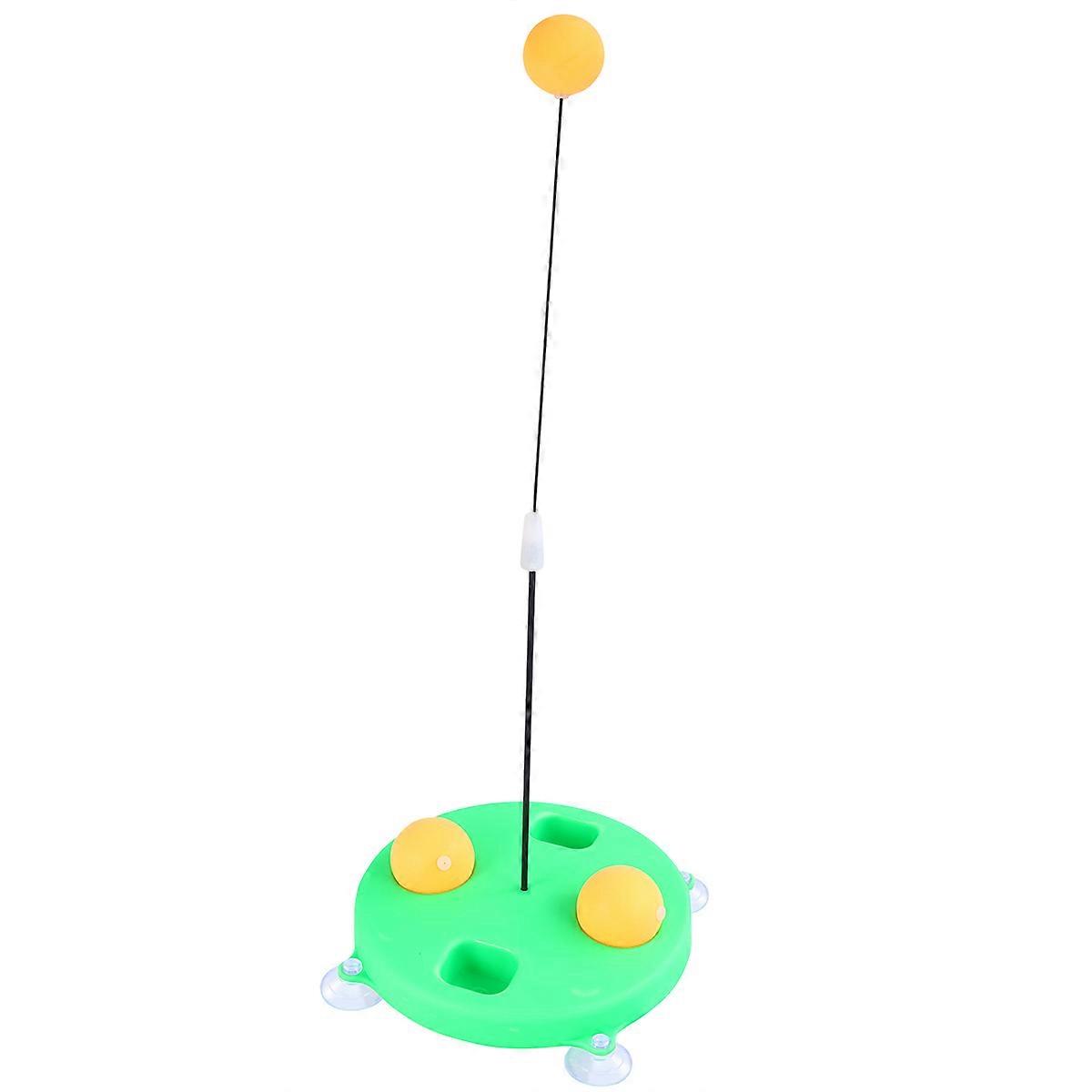 Elastic Table Tennis Trainer with Balls – Portable Suction Base Sports Training Device for Indoor Outdoor Reflex and Coordination Practice – Green