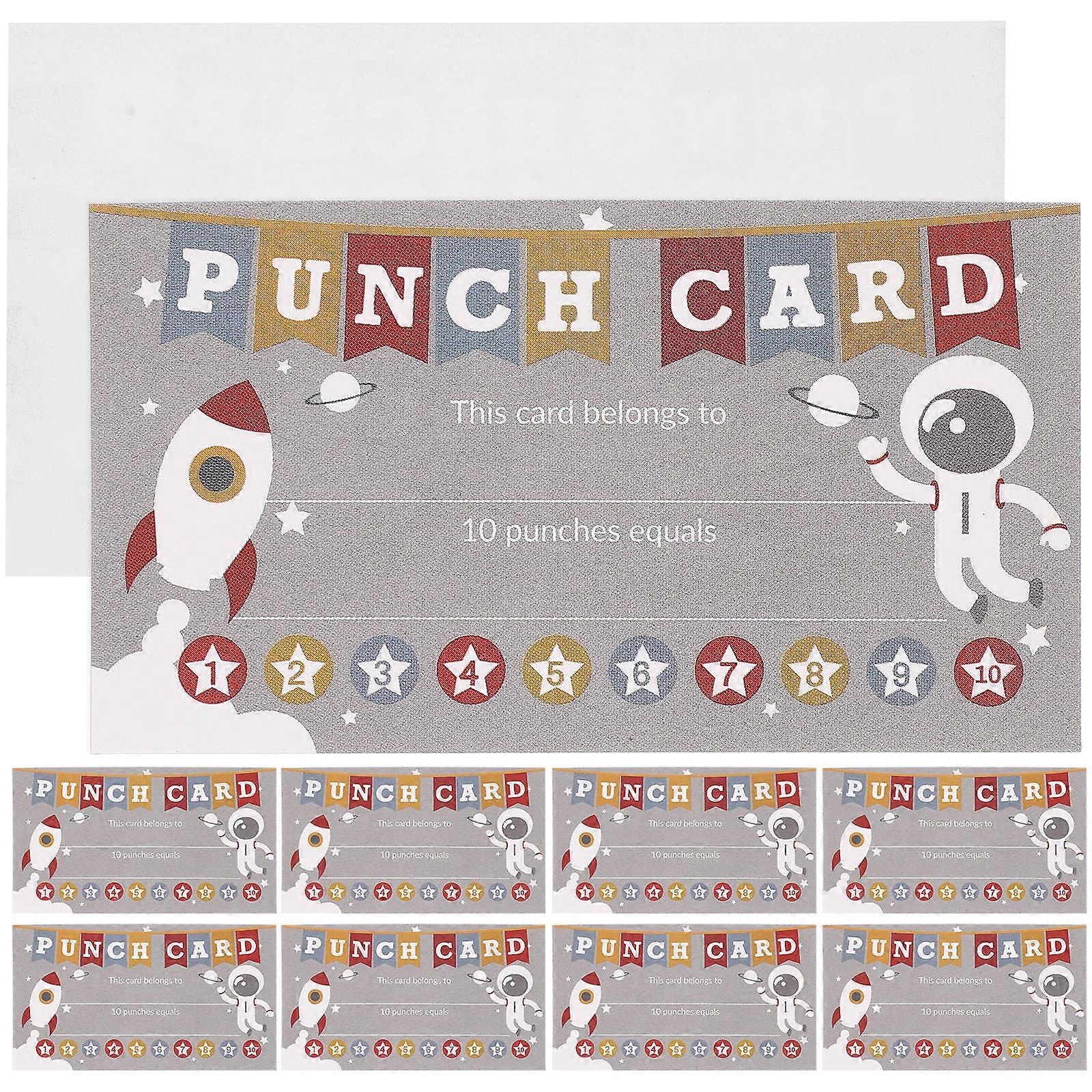 100pcs Cartoon Reward Punch Cards with Rounded Edges – Motivational Teaching Tool for Classroom, Fun Incentive & Loyalty Cards for Students and