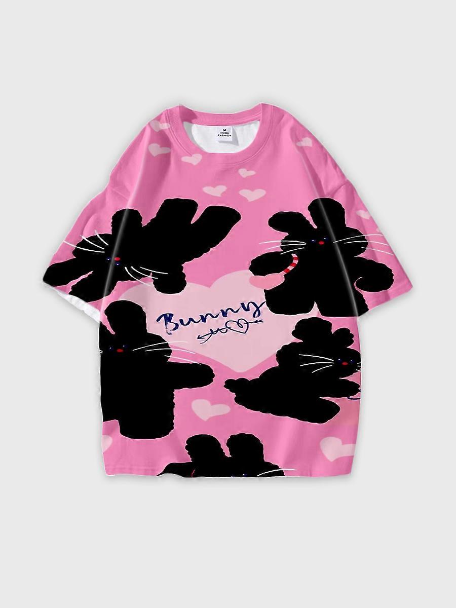 T-shirt round neck Pattern loose short sleeve C2783