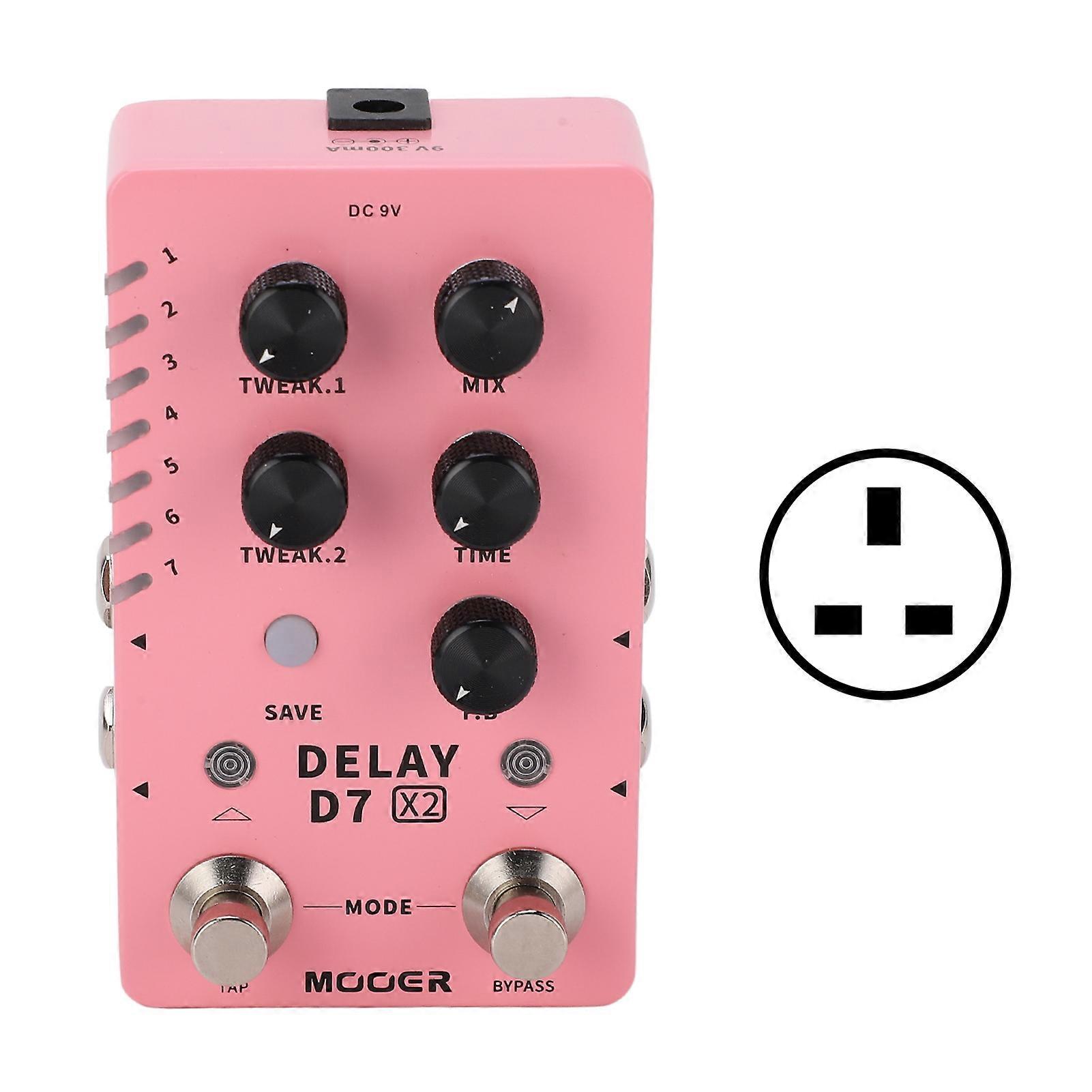 Stereo Delay Effect Electric Guitar Single Effector Support Storage with 14 Effects 100‑240VUK Plug