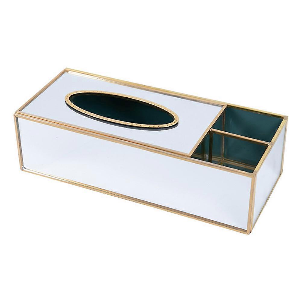 Mirrored Glass Tissue Box Ideal For Office Use And Hotel Rooms Featuring A Rectangular Shape 25.5 X 11.5 X 7 Cm 1Pcs