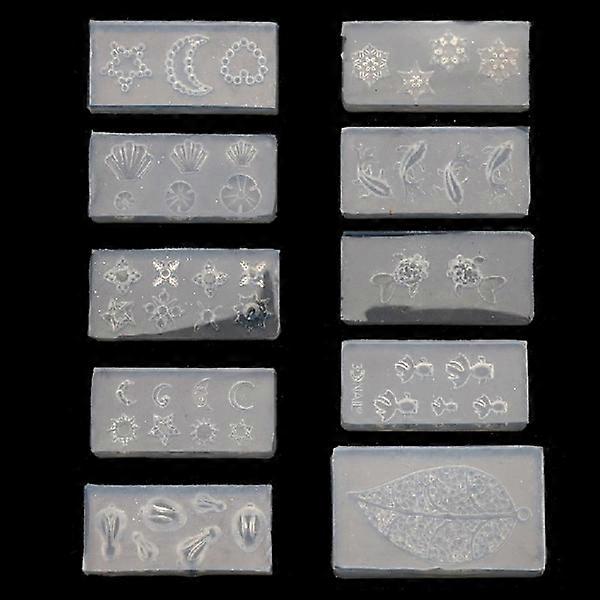 10 styles Small size Goldfish Shape Snowflake Rabbit Pendant Mold Moon Star for solar resin fillings Mold
