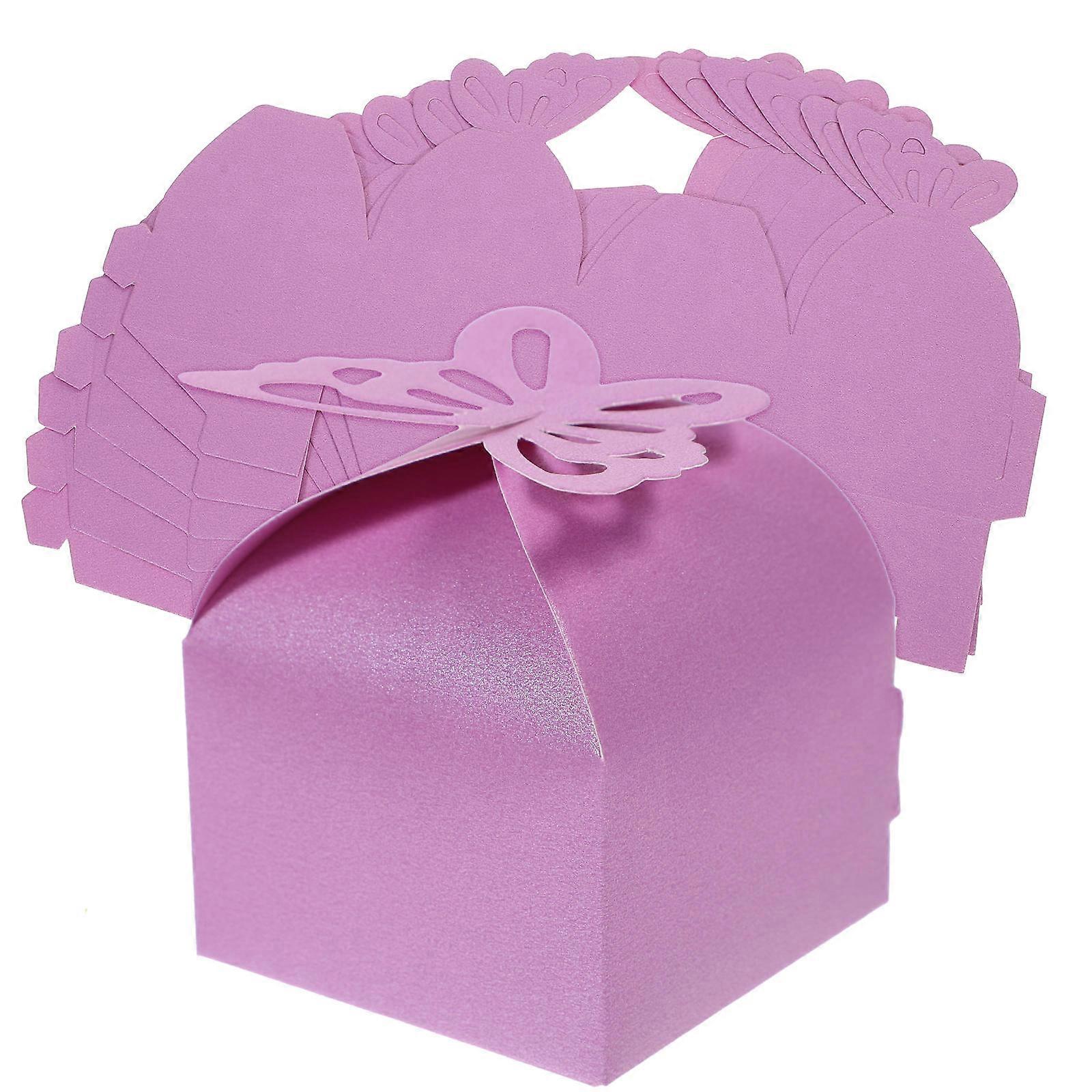 50pcs Violet Paper Candy Boxes for Gift Use with Eye Catching Butterflies Design 3.5 Inches