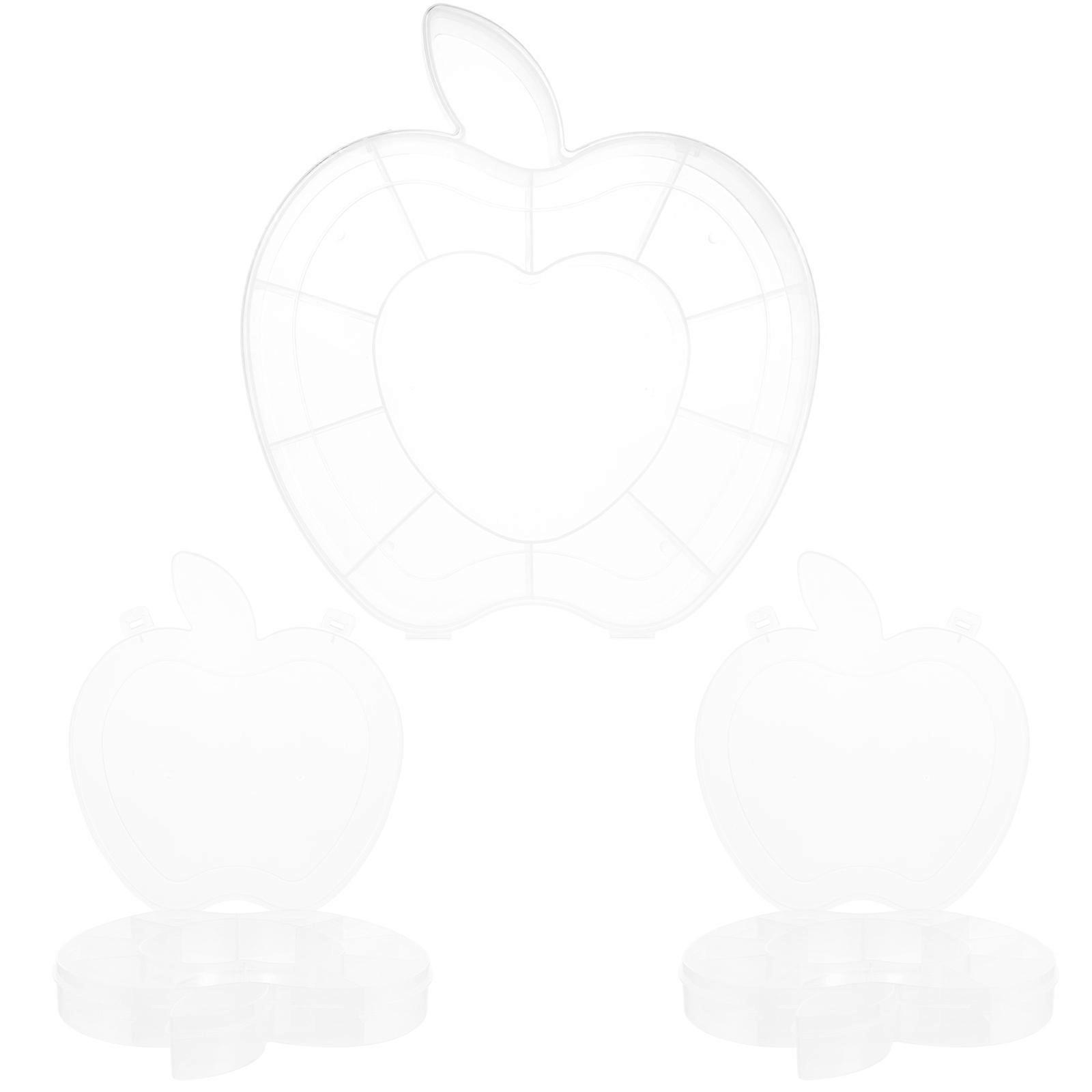 Bead Organizer Apple Shape Storage Boxes for Home 3Pcs Grid Containers
