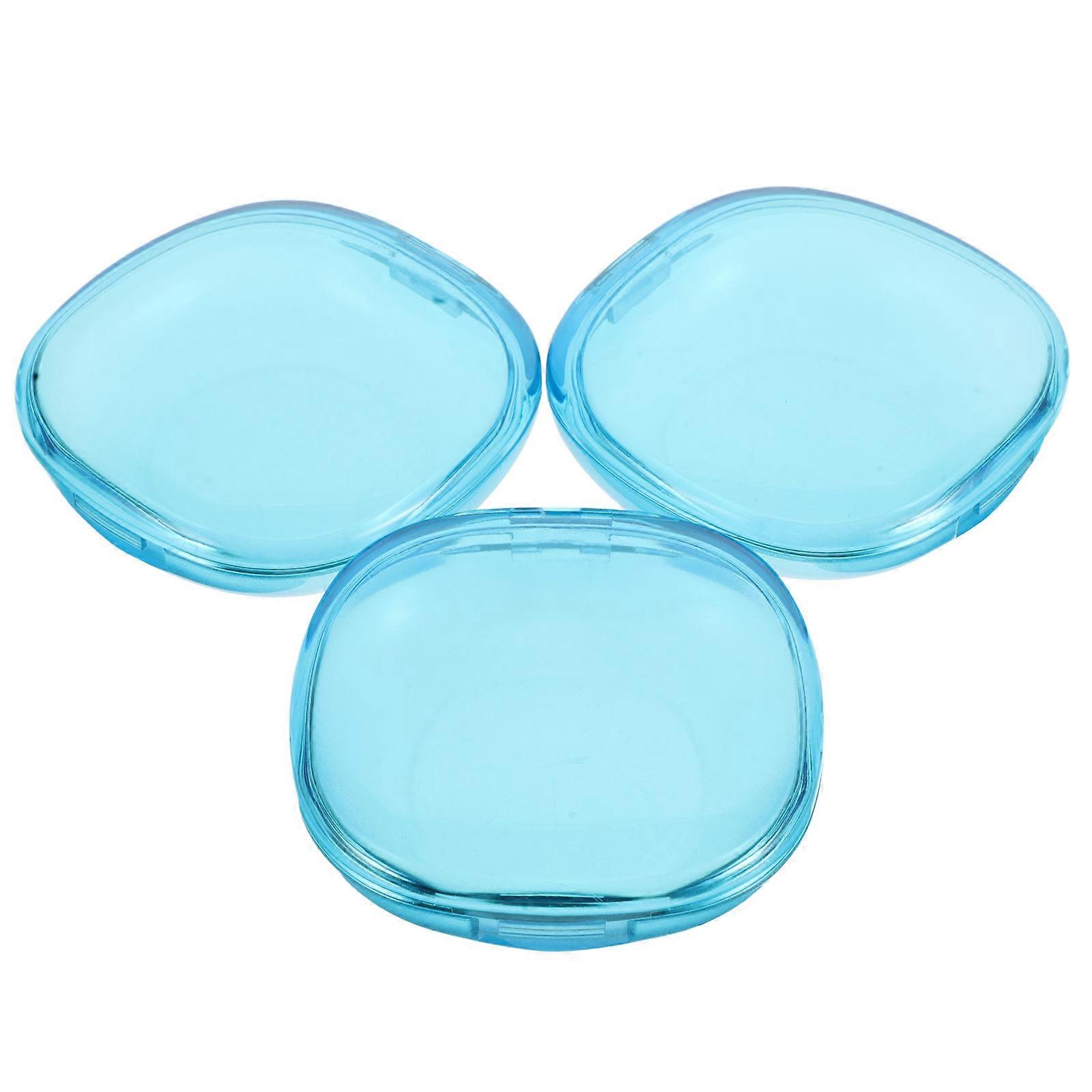 Denture Cleaning Case Retainer Container Portable Protection Dark Blue 3Set