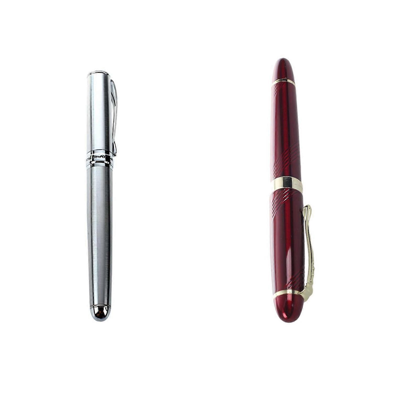 X750 Silver CT Fountain Pen , Smooth Writing Pen & X450 18 KGP 0.7mm Broad Nib Fountain Pen Red