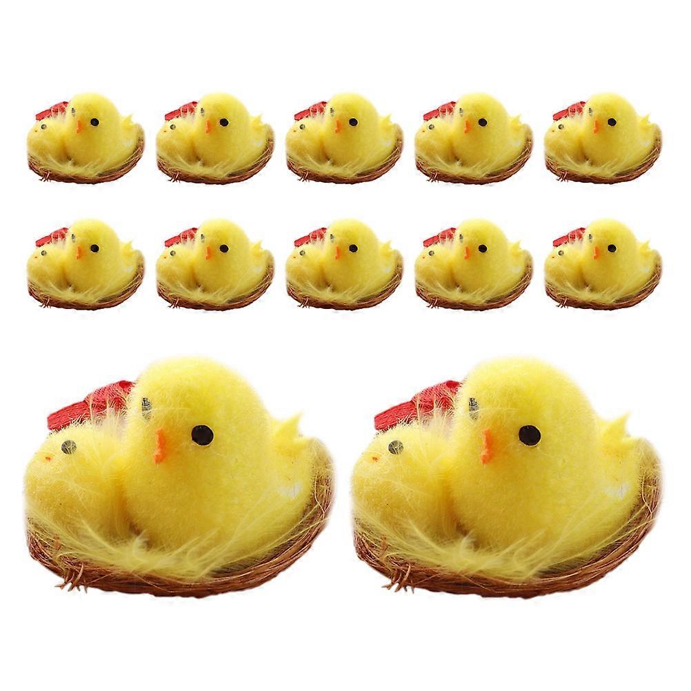 12pcs Mini Easter Chicks Small Stuffed Animals for Party Decorations Compact Tabletop Ornaments Easter Craft Use