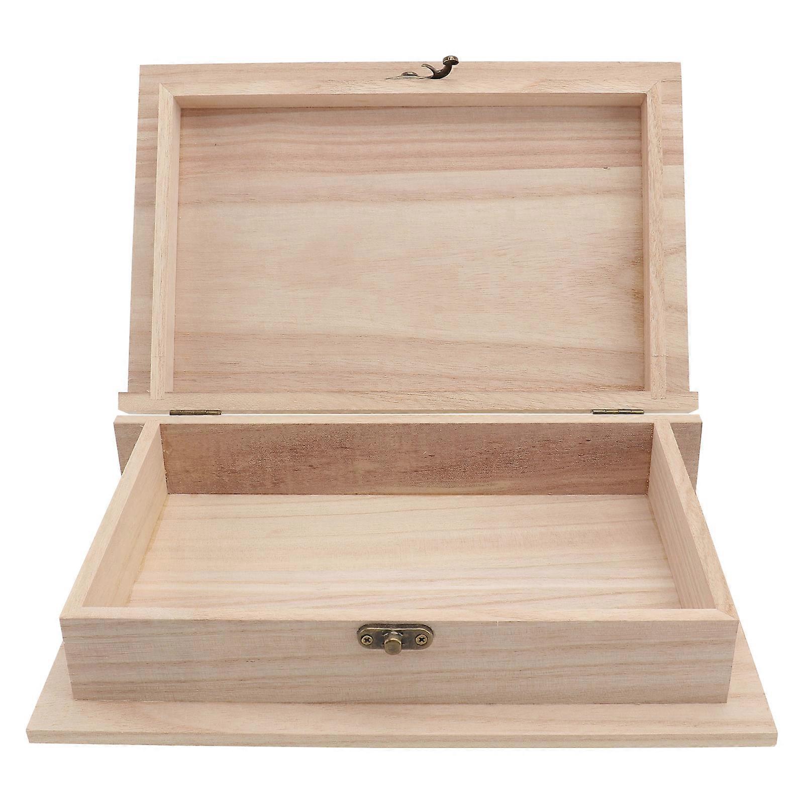 Wooden File Box for Home Document Storage – Compact Sturdy Organizer for Papers, Photos, and Magazines – Natural Wood Finish