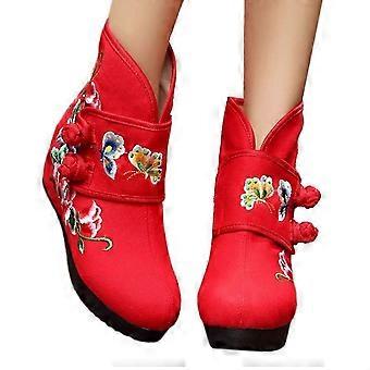 Double Butterfly Vintage Beijing Cloth Shoes Embroidered Boots