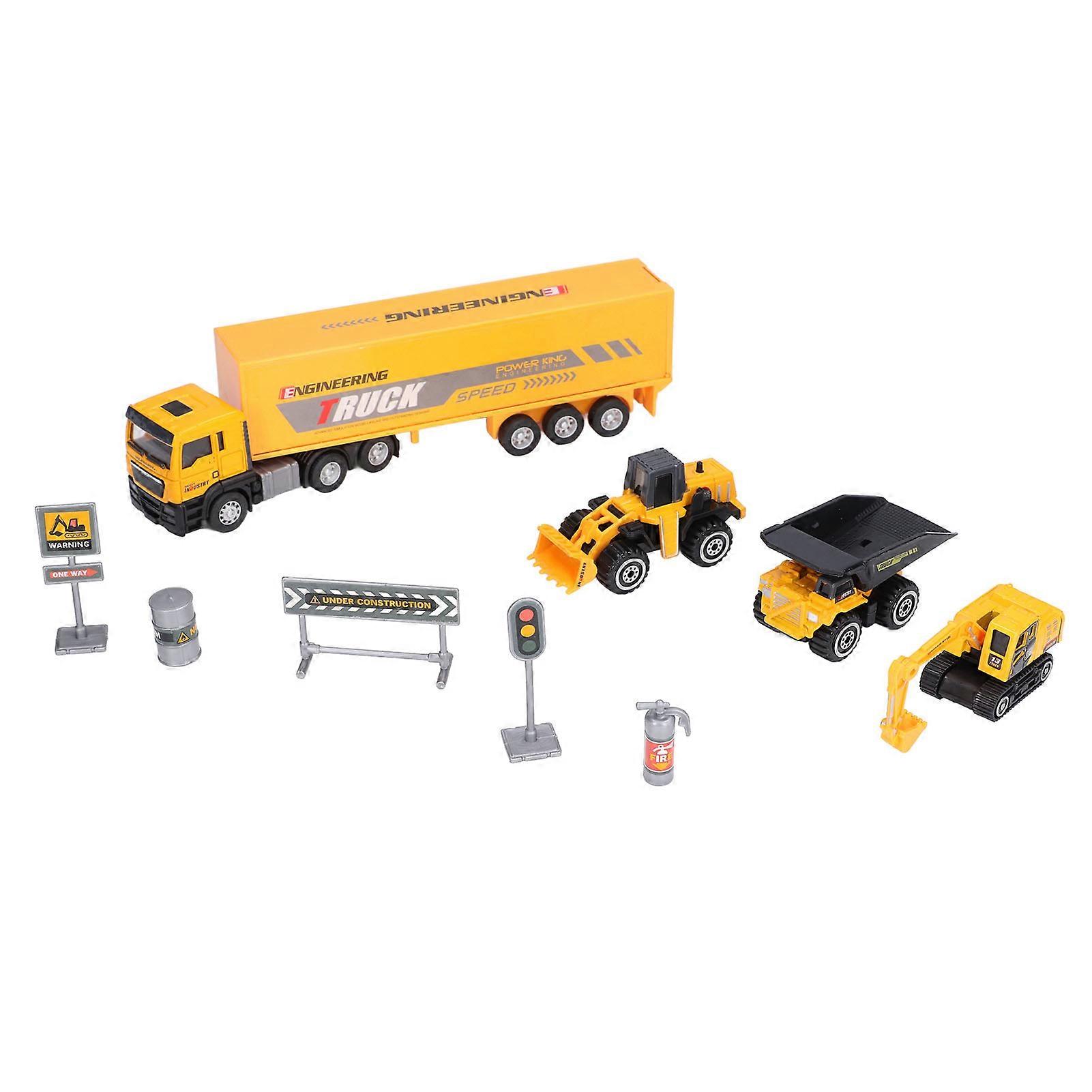 1:58 Alloy Engineering Vehicle Toys Set Container Truck Set Engineering Vehicle Set for Children GiftType A