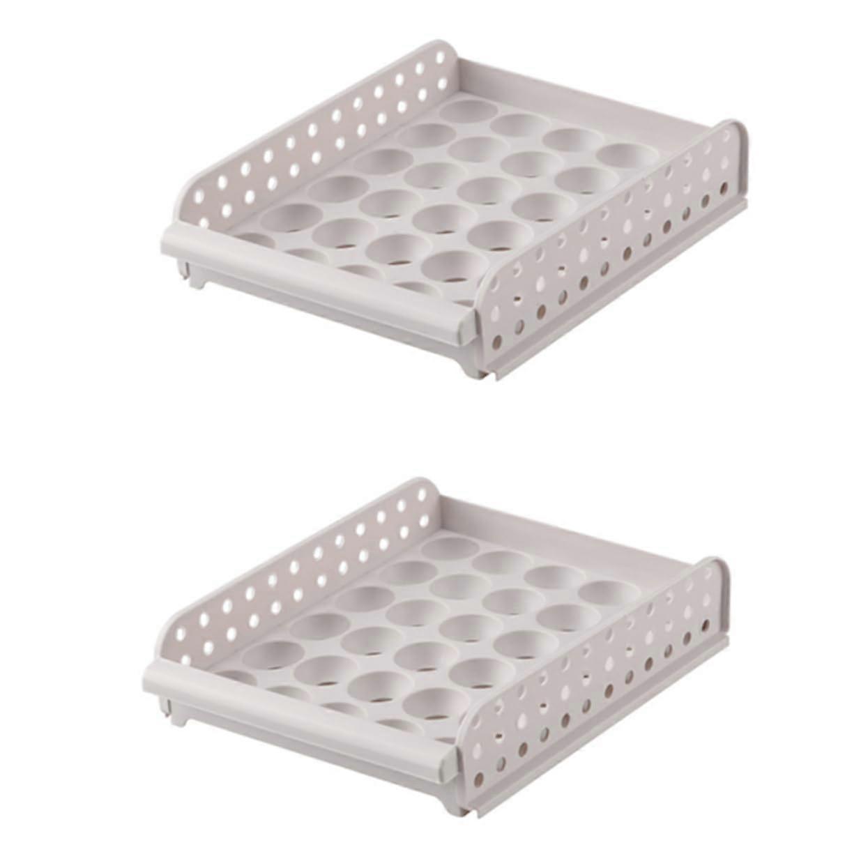 1pc Double Egg Storage Container Practical Egg Holder for Fridge Stackable for Eggs Sturdy Durable Material for Neat Kitchen Storage
