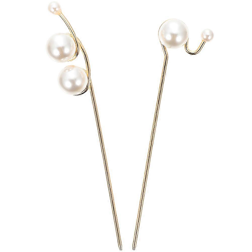 Pearl Hair Stick for Buns Made of Alloy Multi Color for Decoration Use Lightweight and Durable 2 Pack