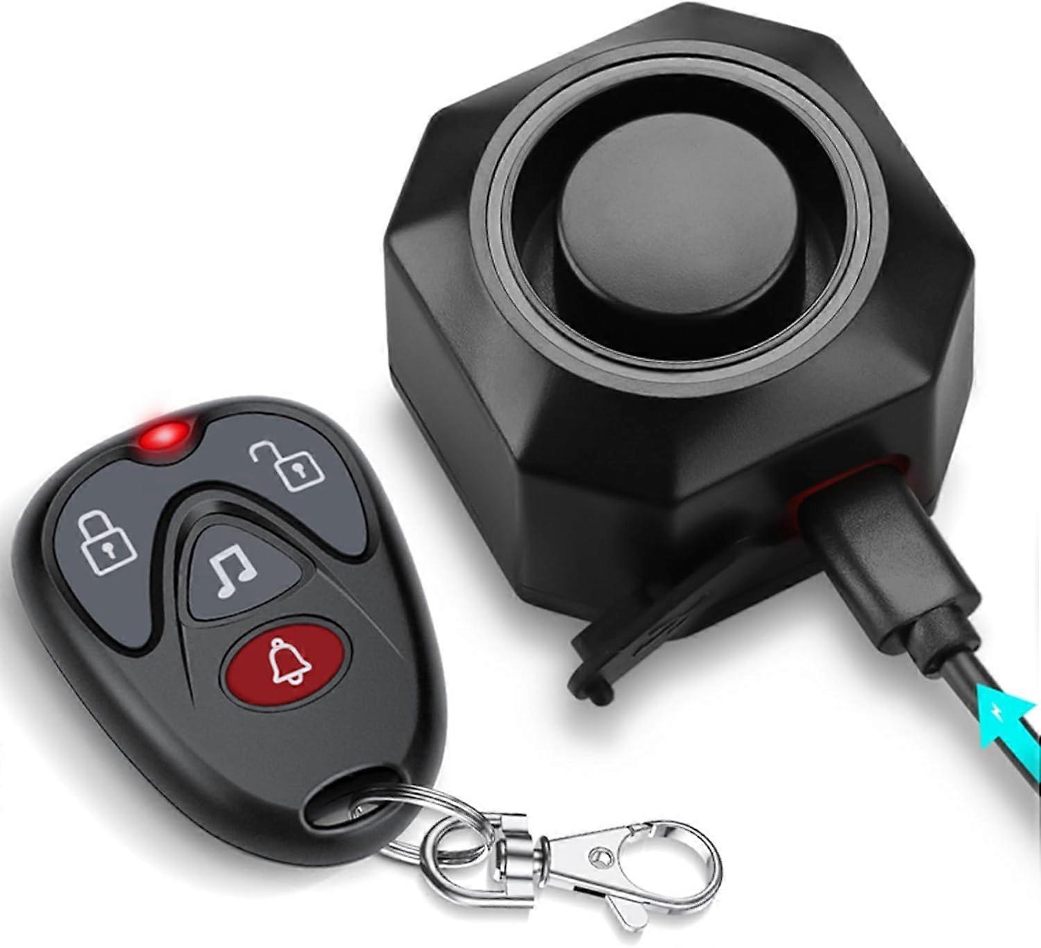 Bicycle Alarm USB Rechargeable with Remote 110 dB AntiTheft for EBike, Scooter, Motorcycle