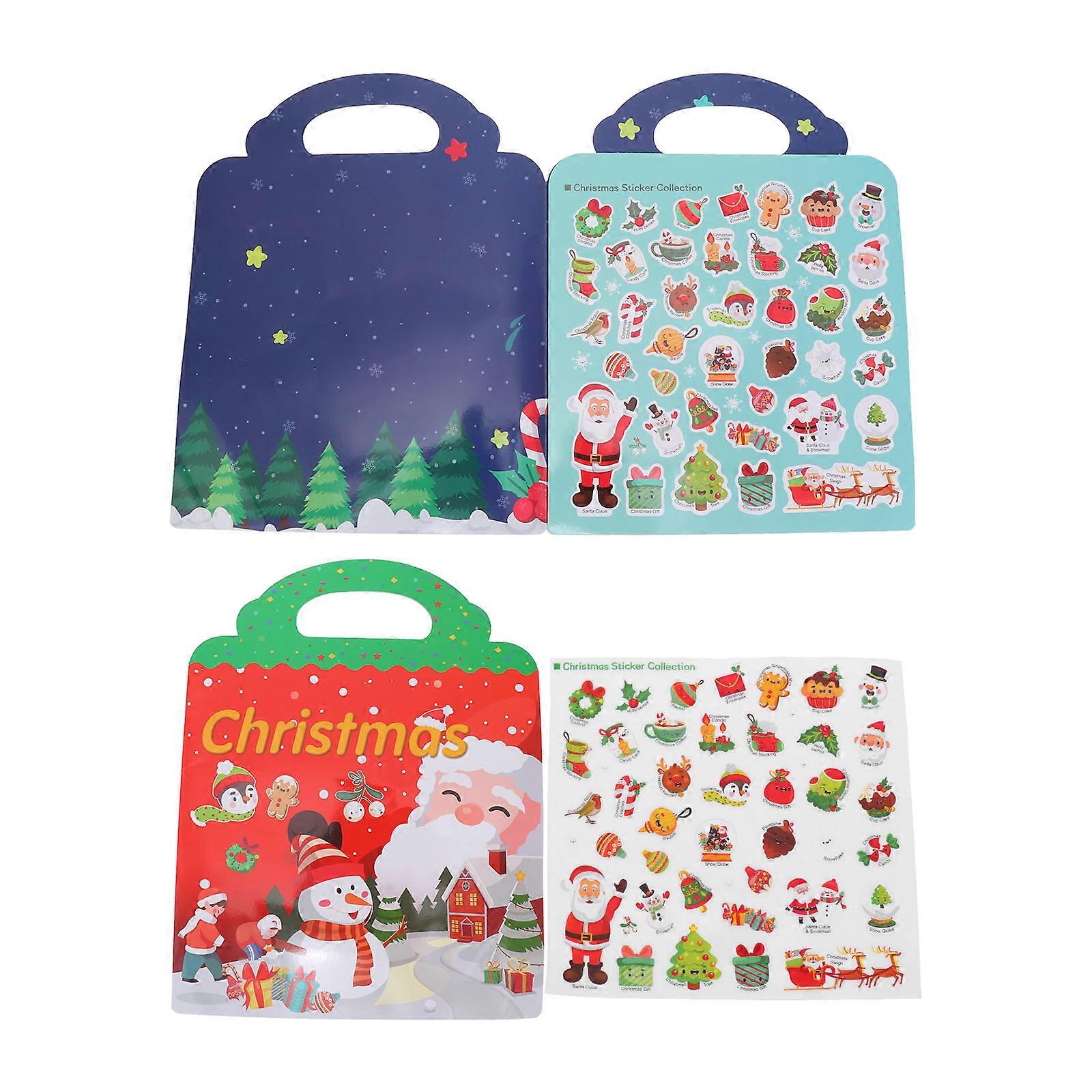 Kids Christmas Themed DIY Stickers Book Great For Educational Play In Red Color 1Pcs