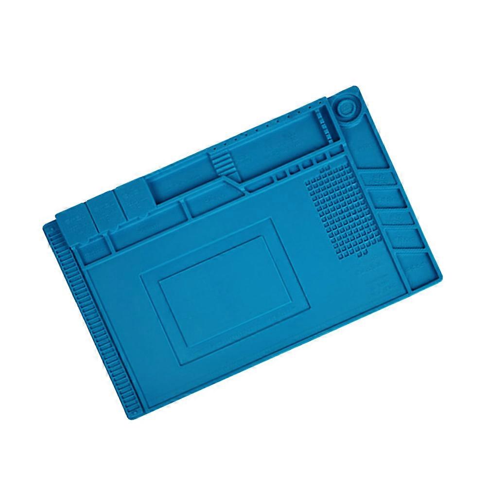 Blue Silicone Cell Phone Repair Mat with Divided Sections for Electronics and Circuit Board Use 16x10 Inches
