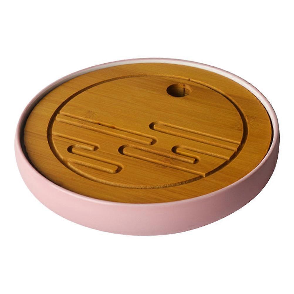 Tea Serving Drain Tray 1 Set Functional Tea Supplies For Tea Drinking 20X20X4CM Elegant Round Design With Prevent Spillage Feature